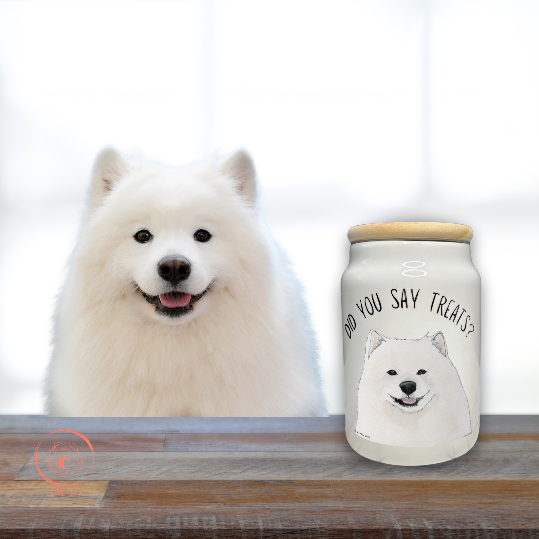 Handmade Ceramic Treat Jar for Samoyeds