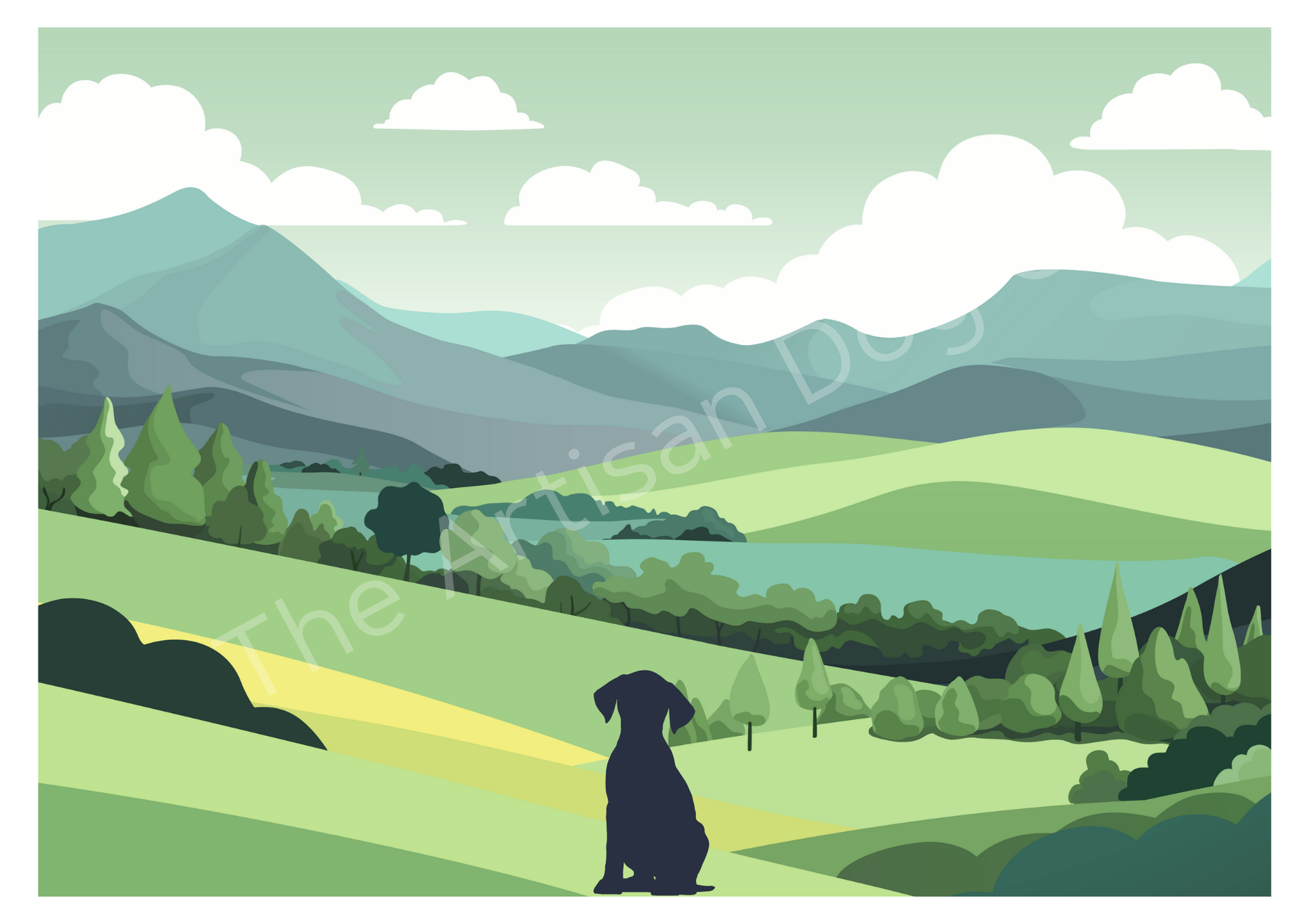 Dog in Nature Prints A4 and A3 Landscape