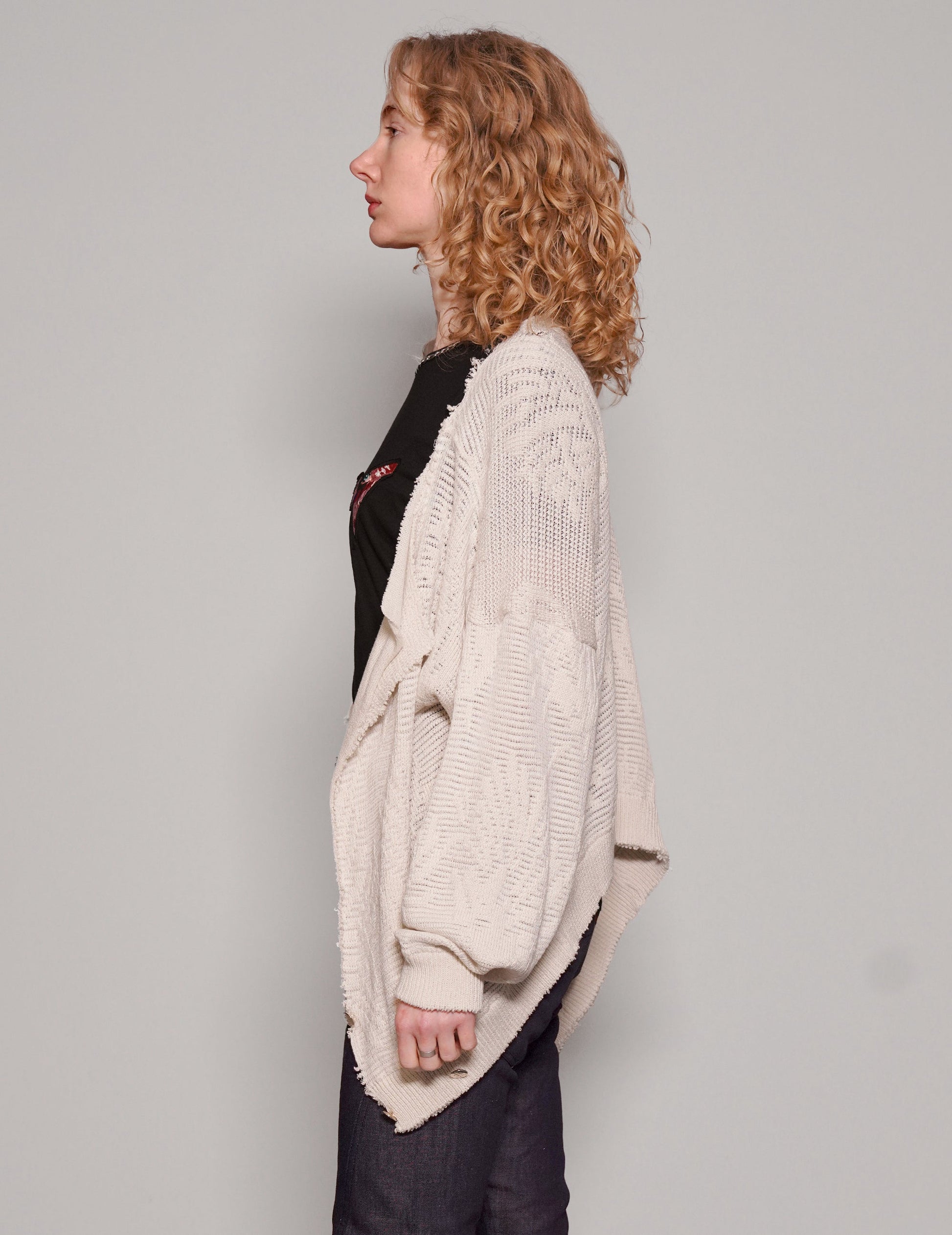 Vintage Distressed White Wool Jumper