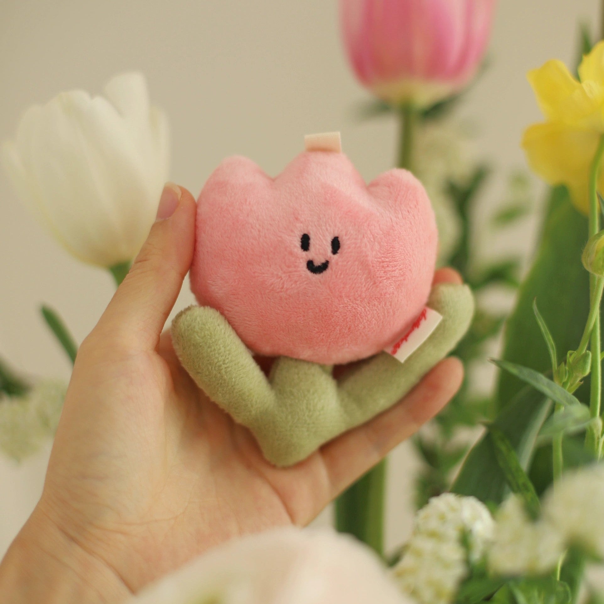 Spring Tulip Bag Charm in White