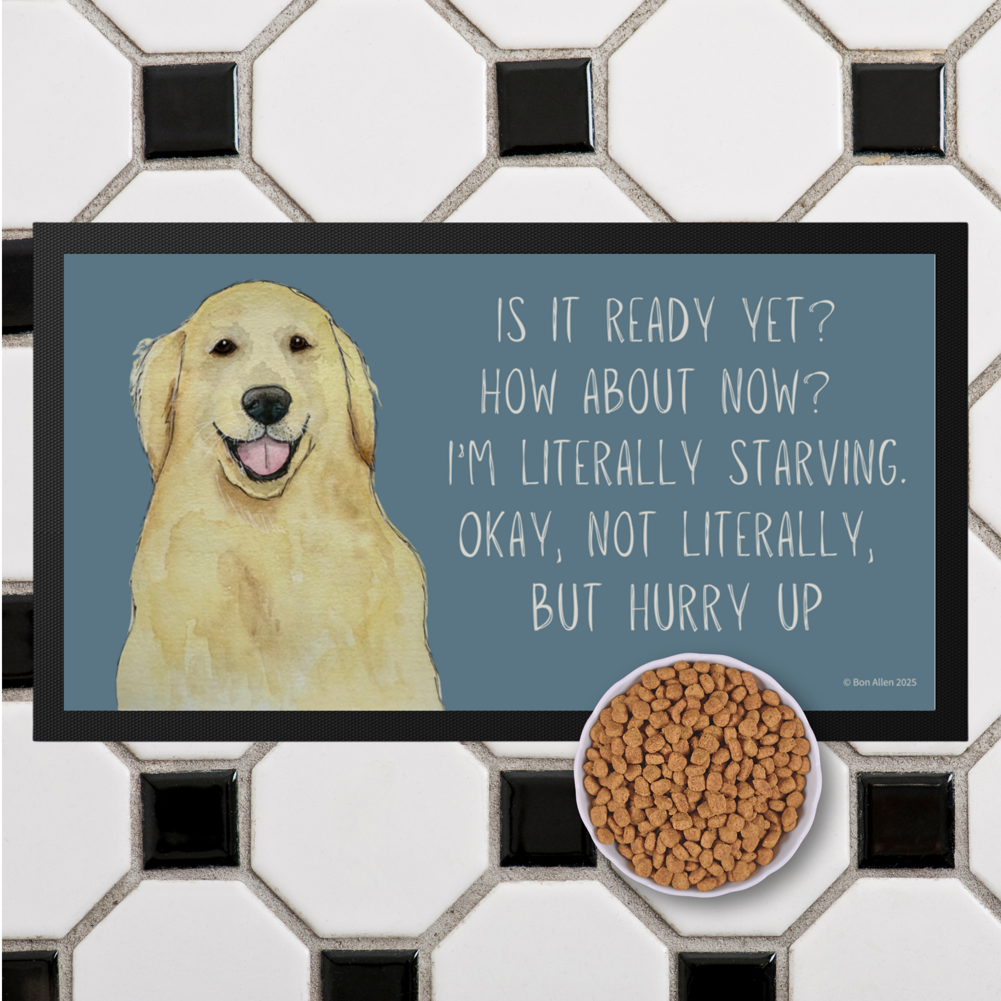 Golden Retriever Feast Mat Hurry Up Hooman