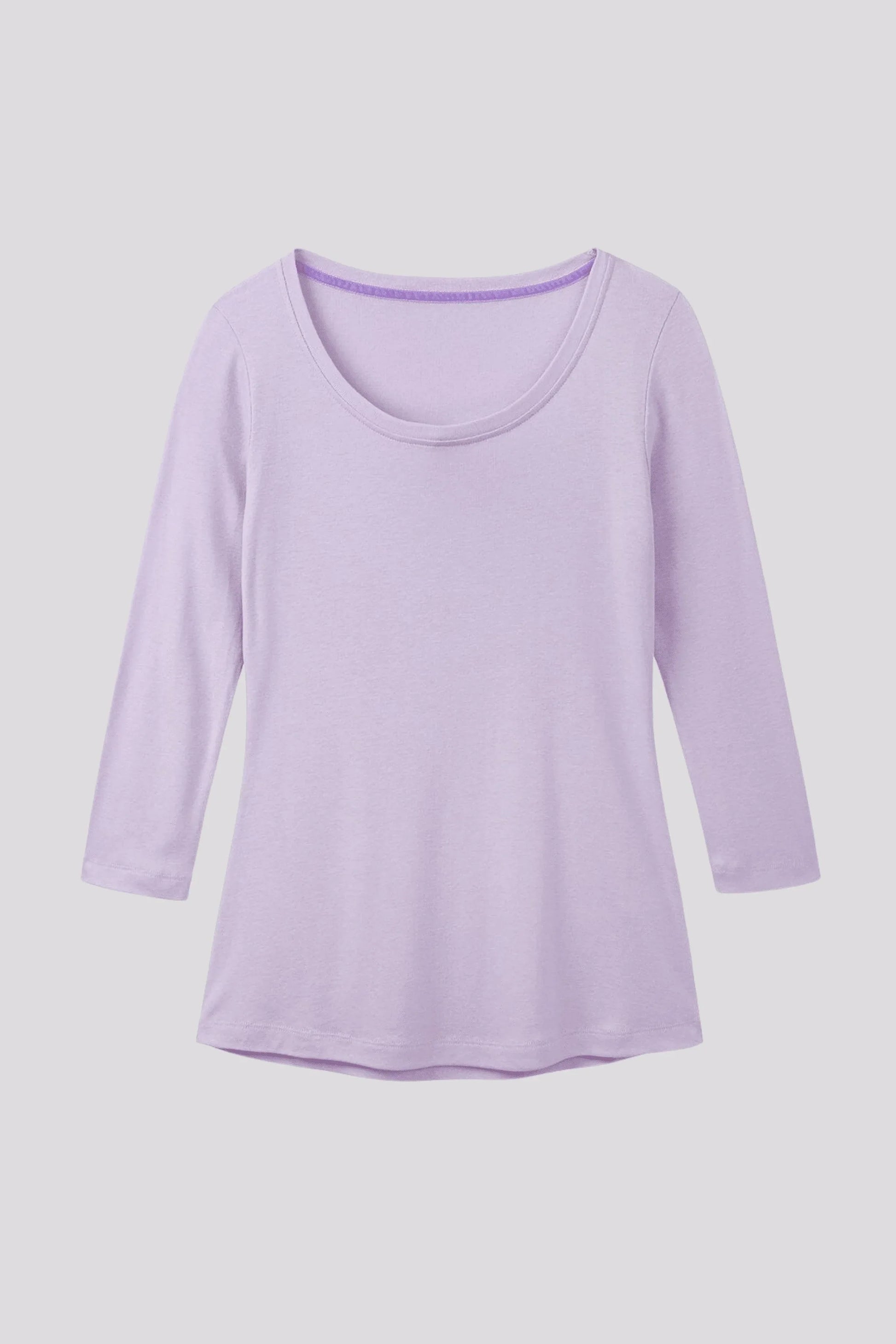 Three Quarter Sleeve Scoop Neck Cotton Modal Blend Tee