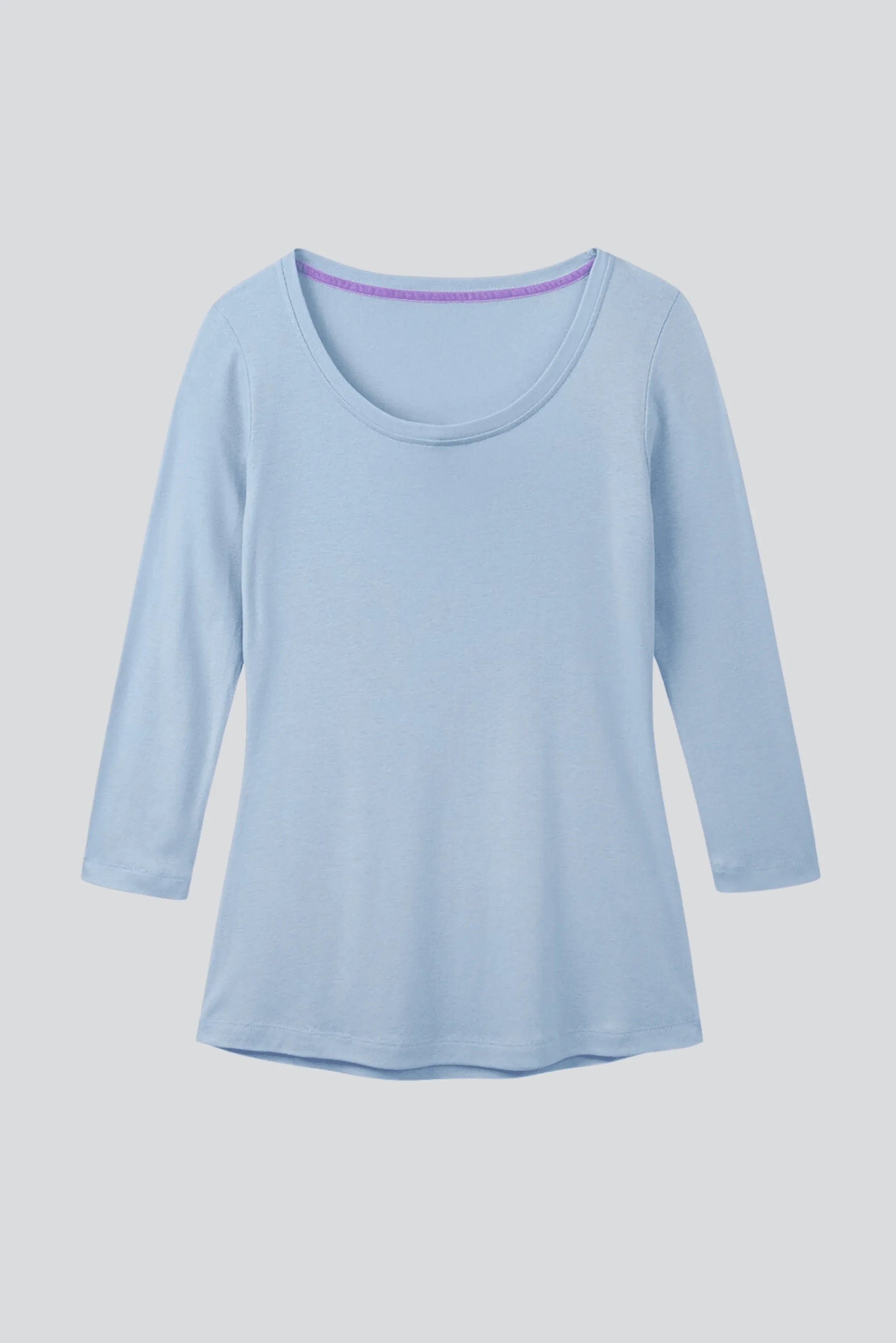Three Quarter Sleeve Scoop Neck Cotton Modal Blend Tee