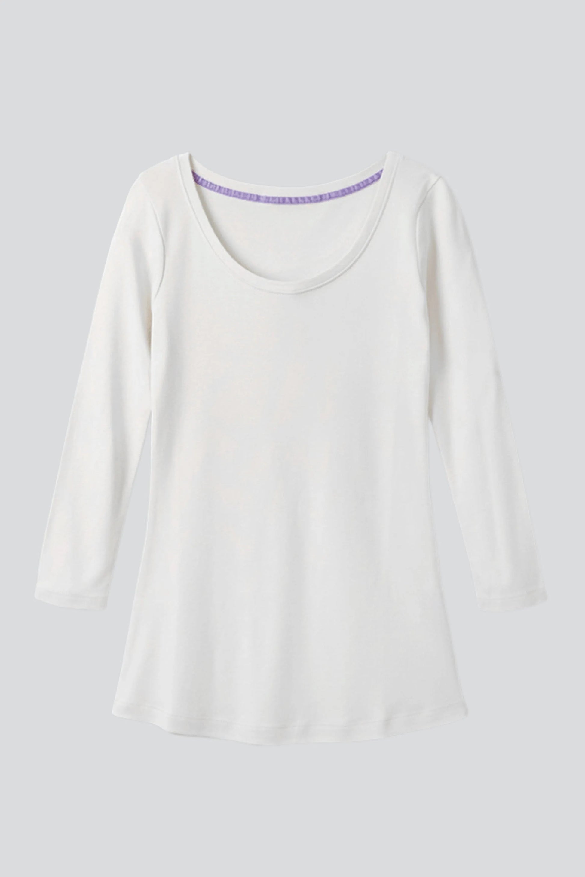 Three Quarter Sleeve Scoop Neck Cotton Modal Blend Tee