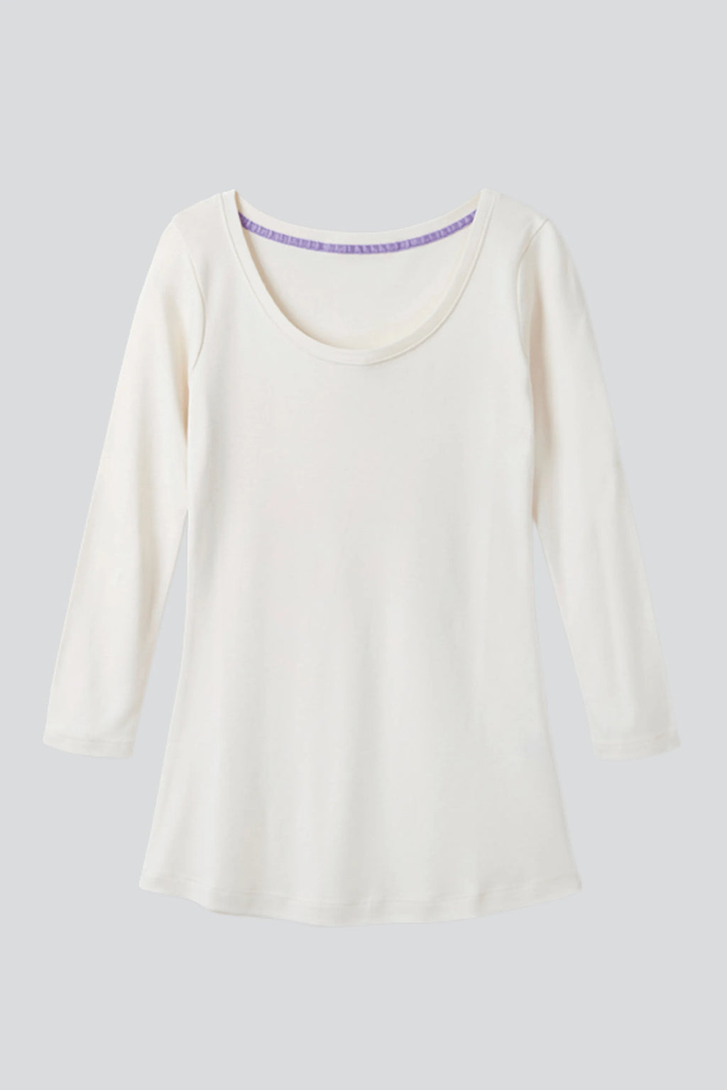 Three Quarter Sleeve Scoop Neck Cotton Modal Blend Tee