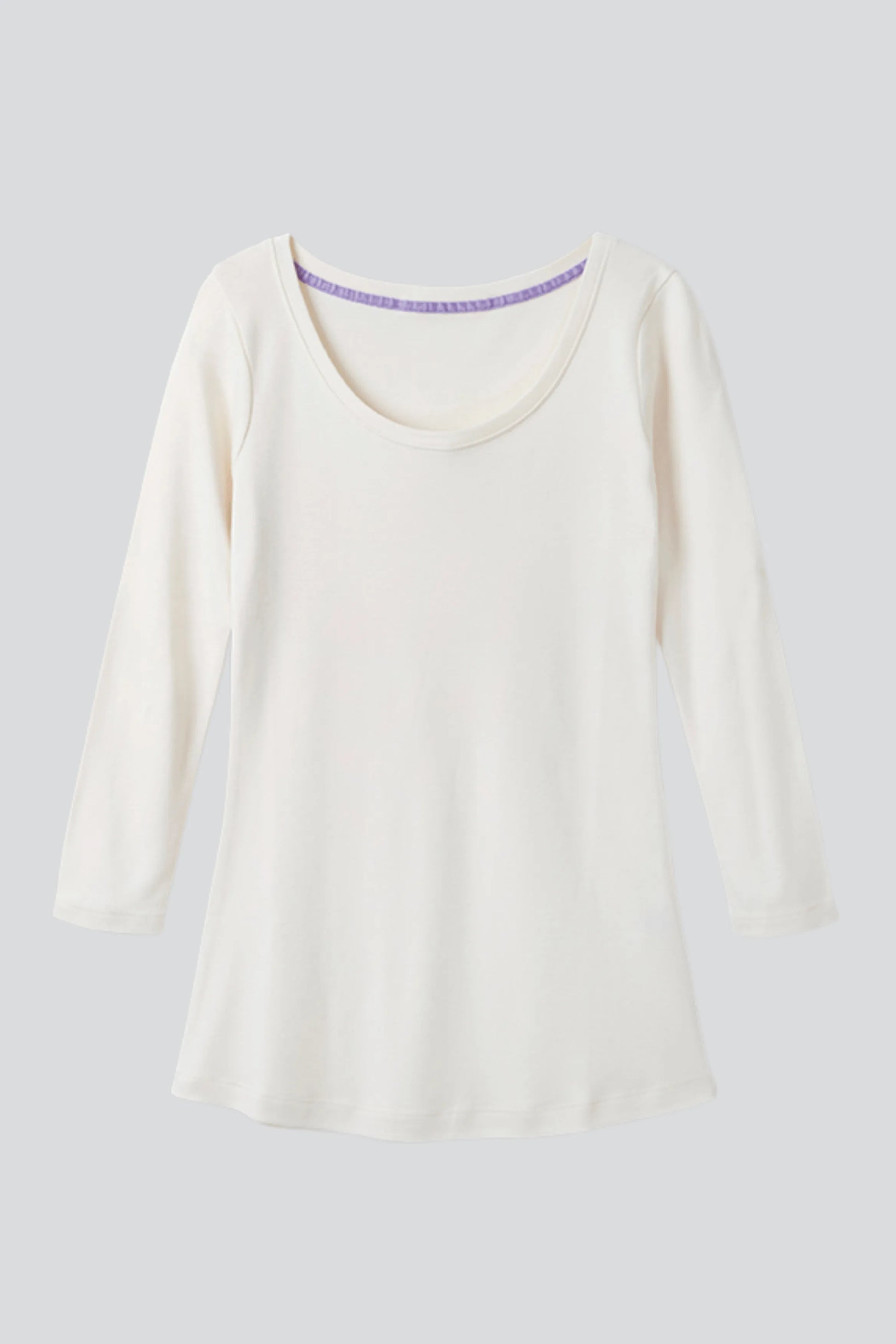 Three Quarter Sleeve Scoop Neck Cotton Modal Blend Tee