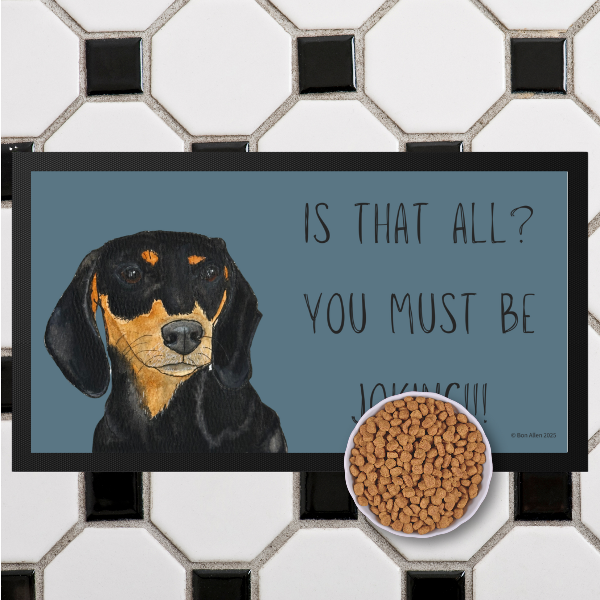 Black and Tan Dachshund Dining Drama Pet Bowl Mat