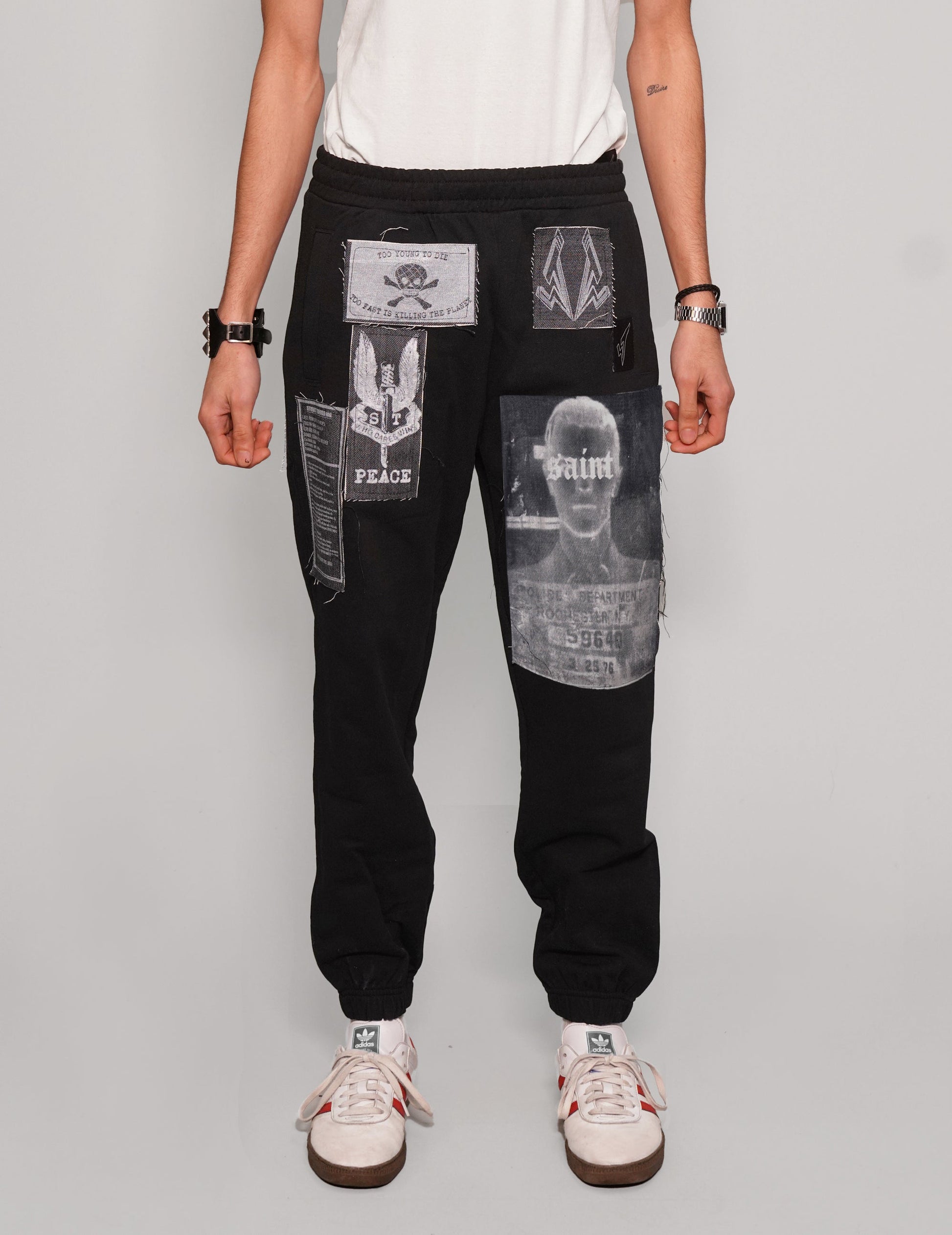 Multi Patch Jogger Pants in Black