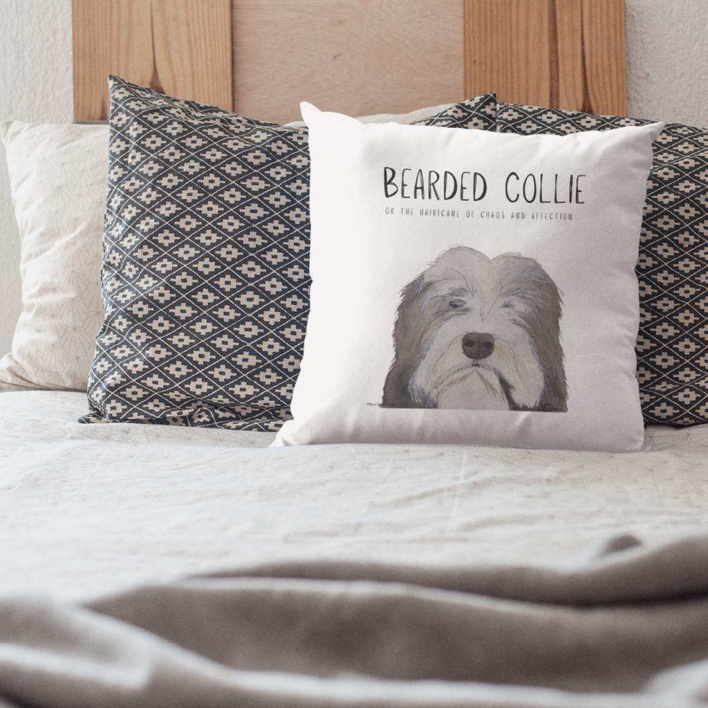 Bearded Collie Cushion Cover Chaos and Cuddles