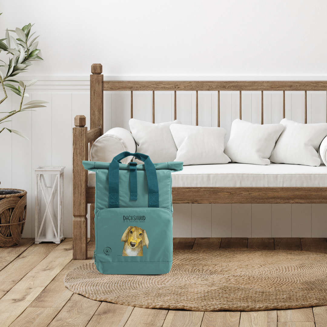 Long Haired Dachshund Roll Top Backpack