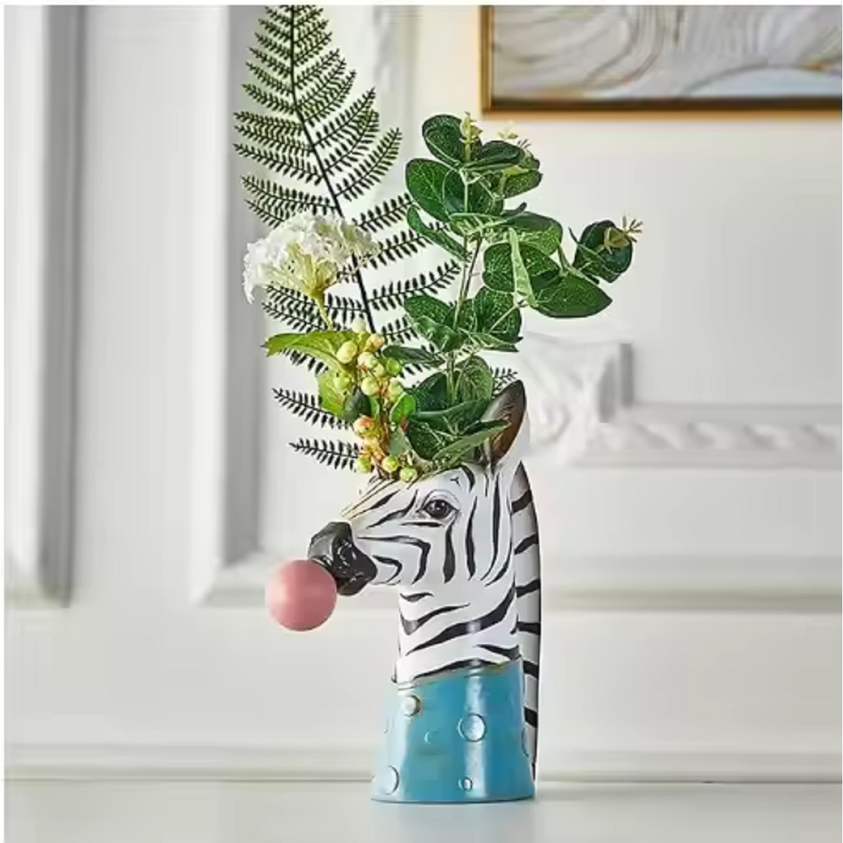 Zebra Bubble Resin Vase Animal Head Planter