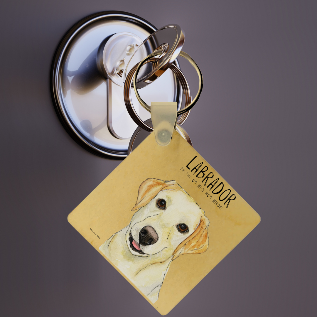 Keys and Snacks Wooden Labrador Keyring