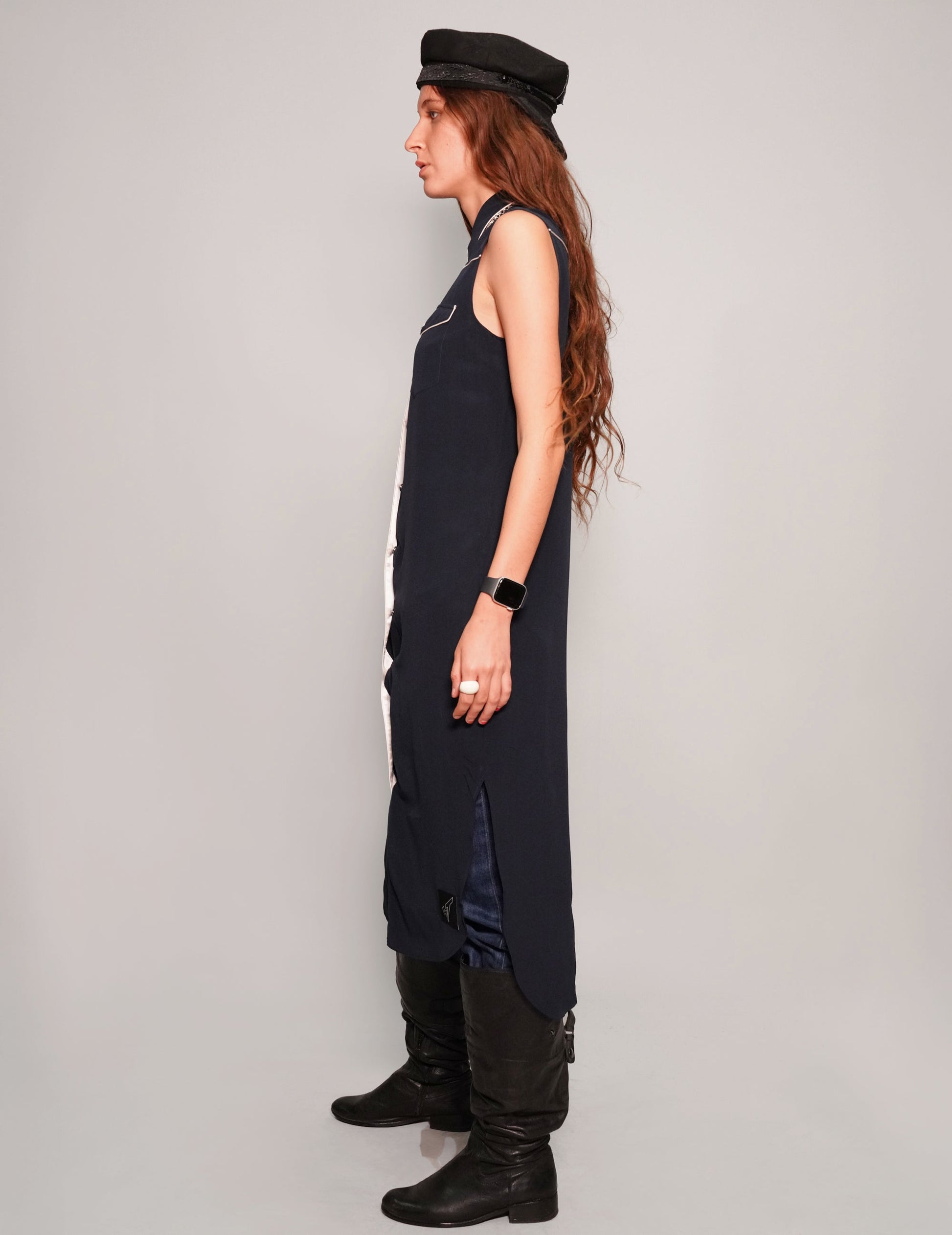 Vintage Silk Western Shirt Dress