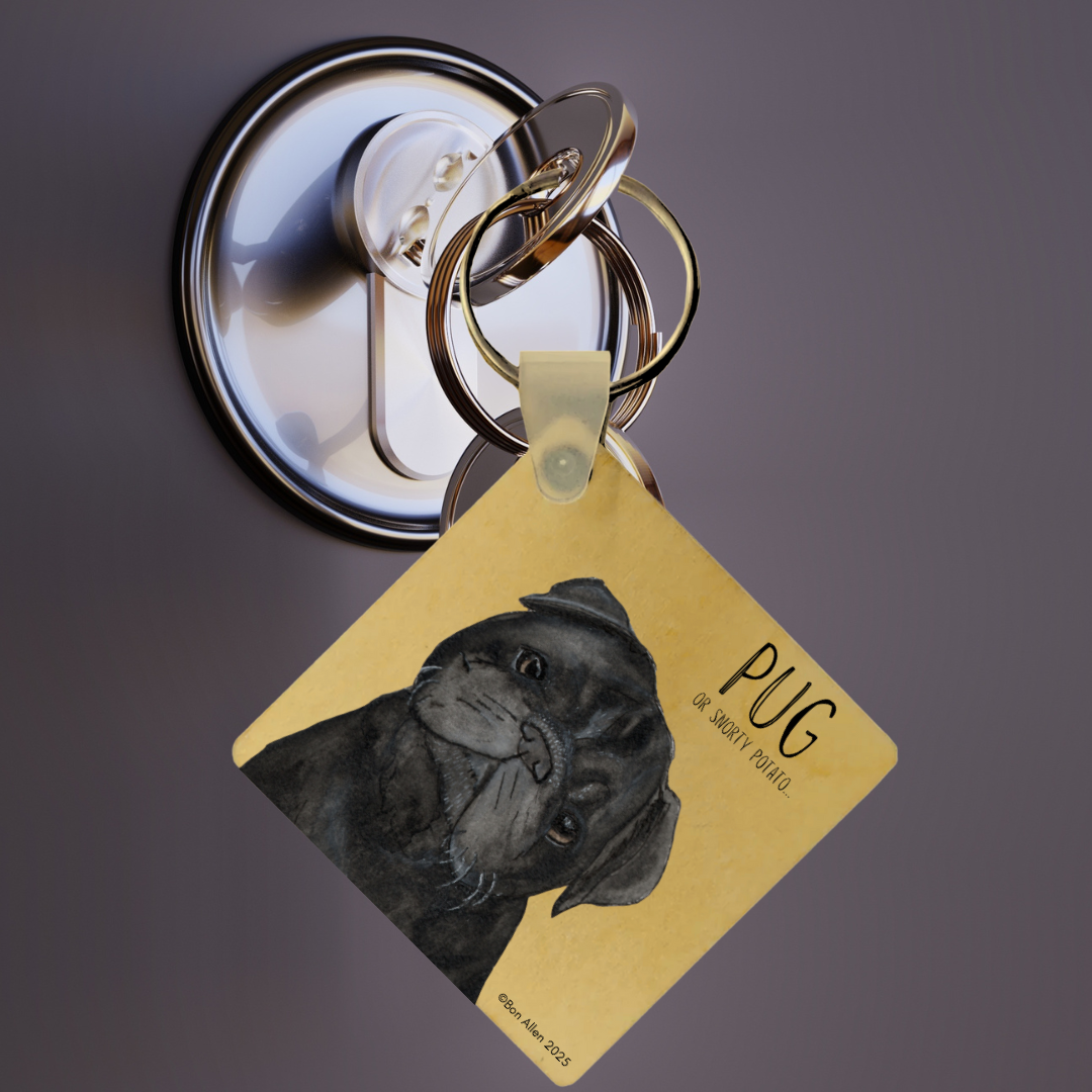 Pug Wooden Keyring Your Pocket Sidekick