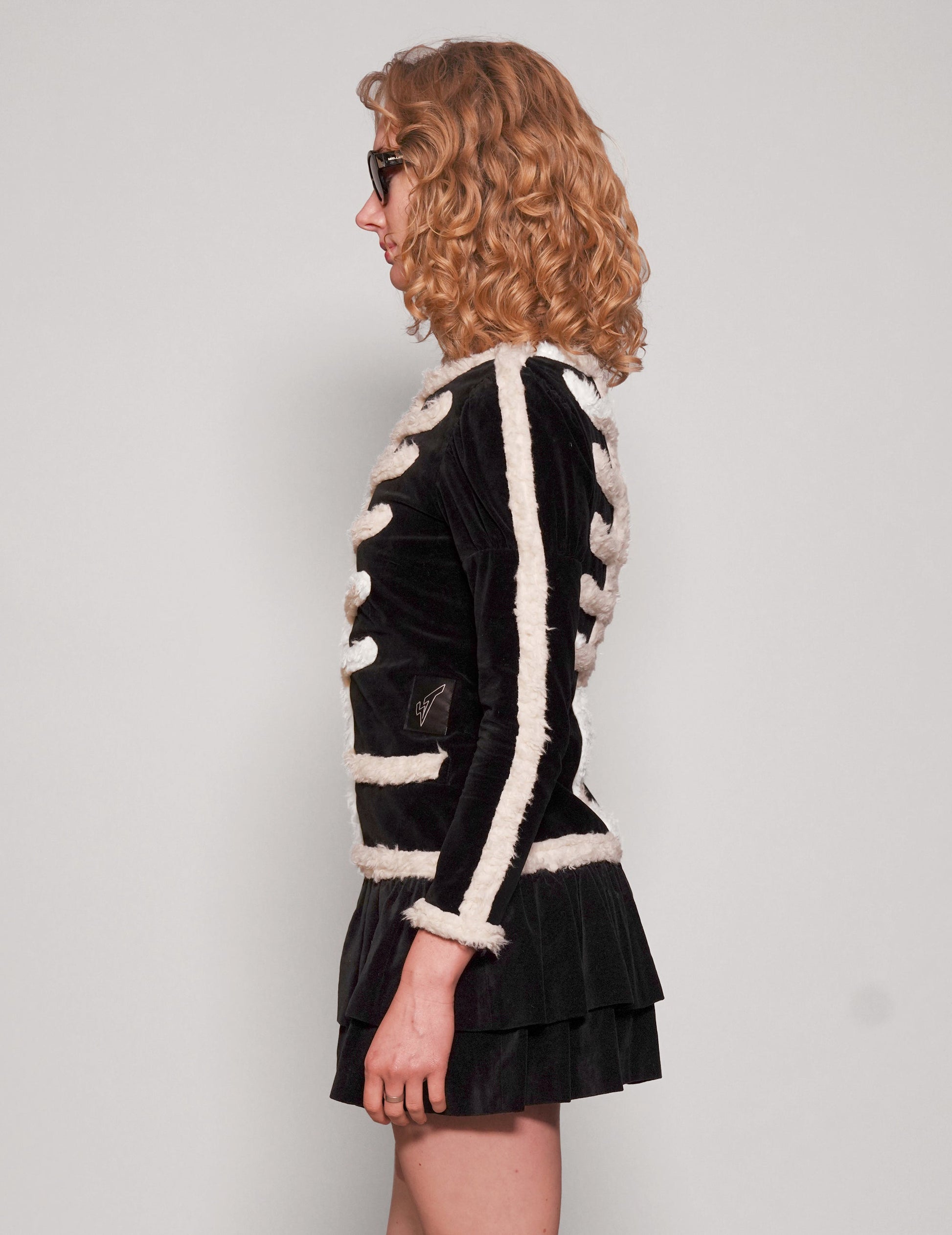 Black Velvet Dress with Fur Trim