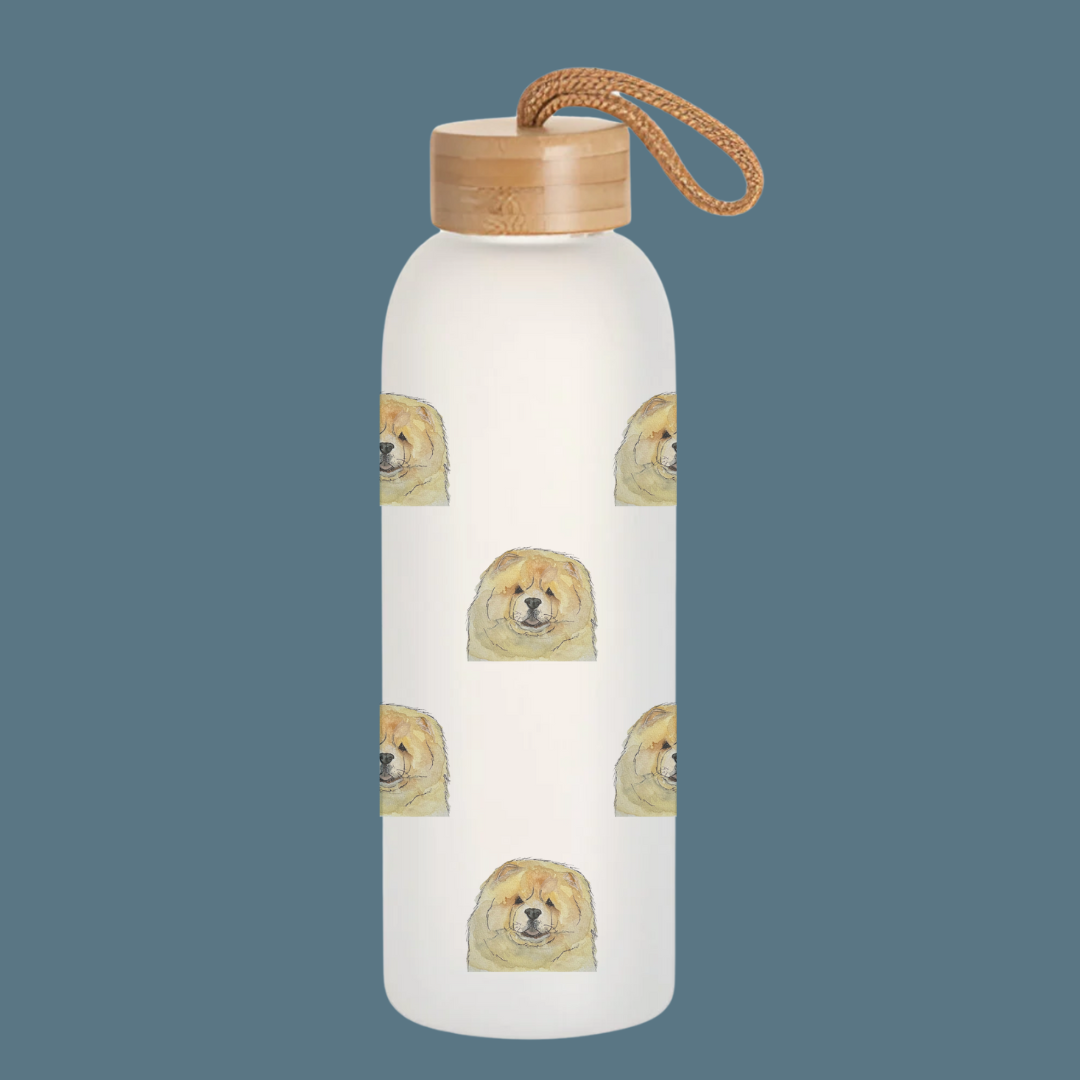 Frosted Glass Water Bottle with Bamboo Lid 750ml