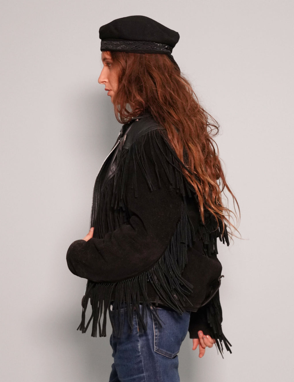 Vintage Metal Toggle Cowgirl Jacket in Leather