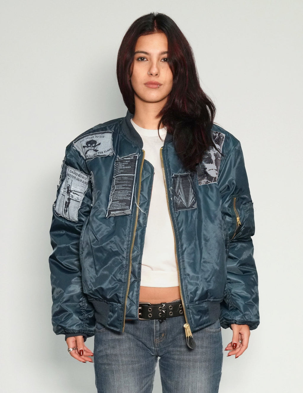 Navy MA1 Bomber Jacket with Patches