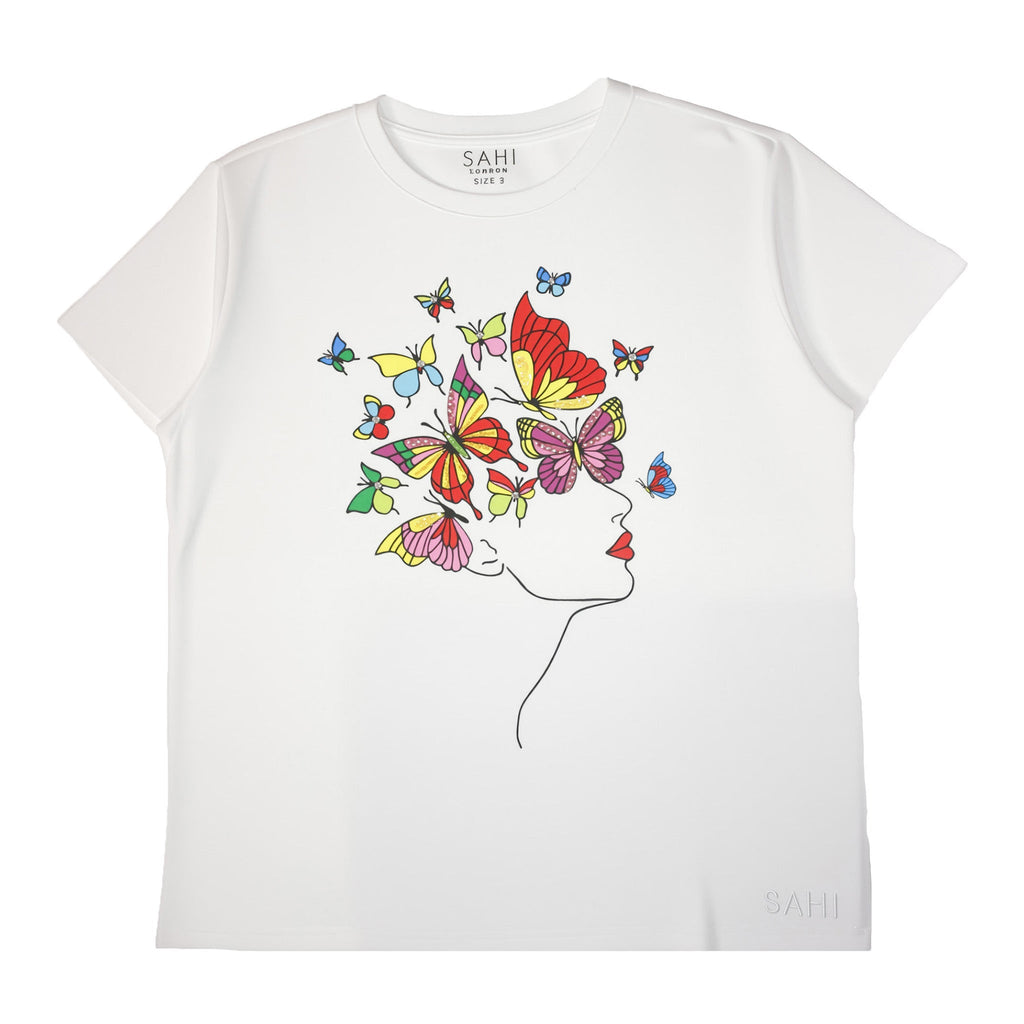 Cotton Pop Art Hand Embroidered T-Shirt