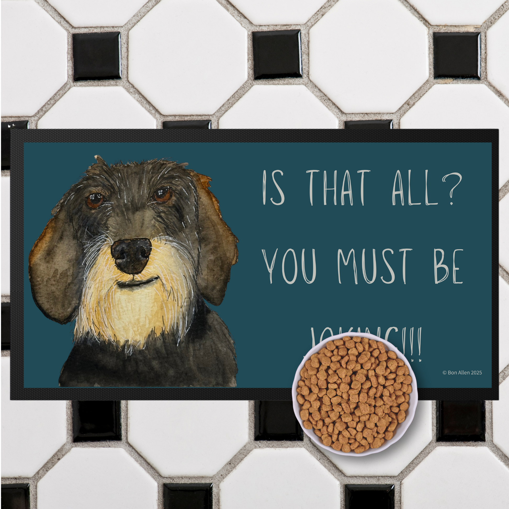 Wire Haired Dachshund Dining Drama Pet Bowl Mat