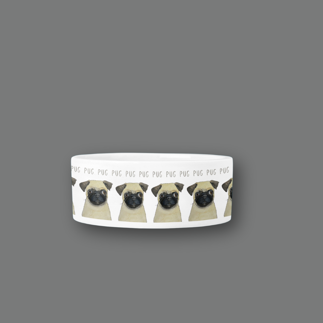 Ceramic Dog Bowl for Pugs