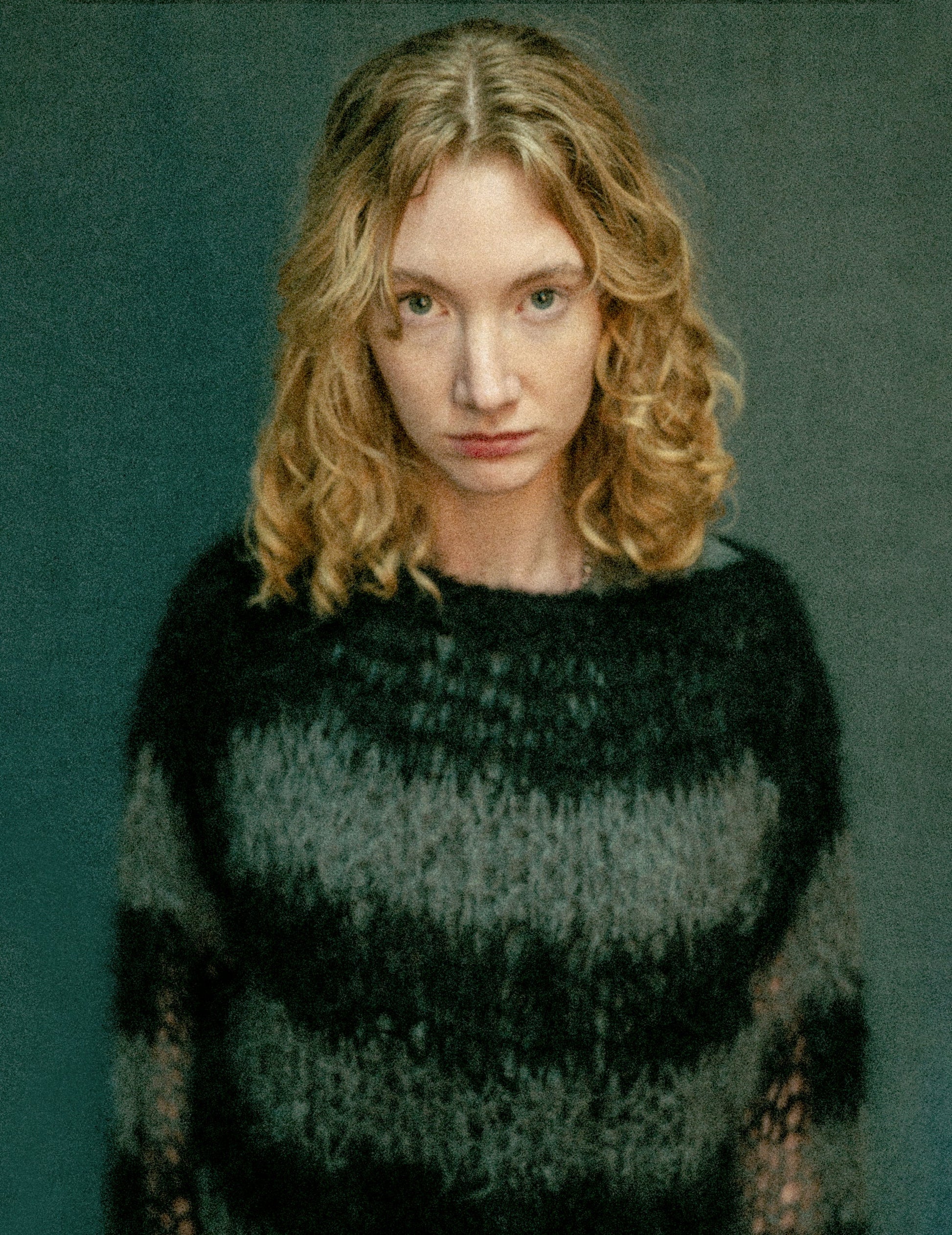 Mohair Hand Knit Sweater in Grey and Black