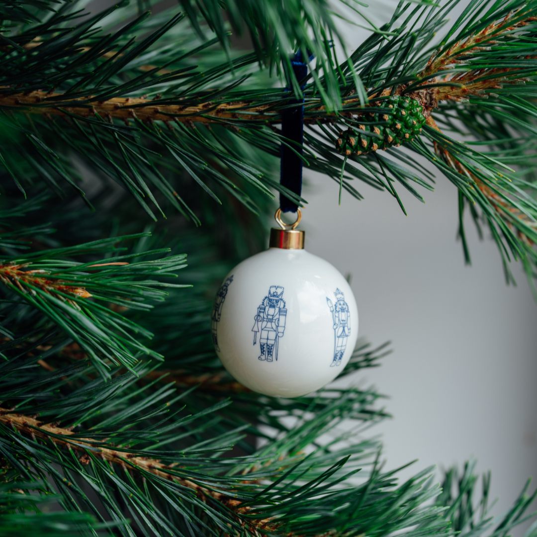 Nutcracker Christmas Bauble in Fine Bone China