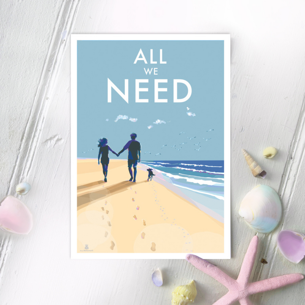 All We Need A4 Print Beach Walk Art