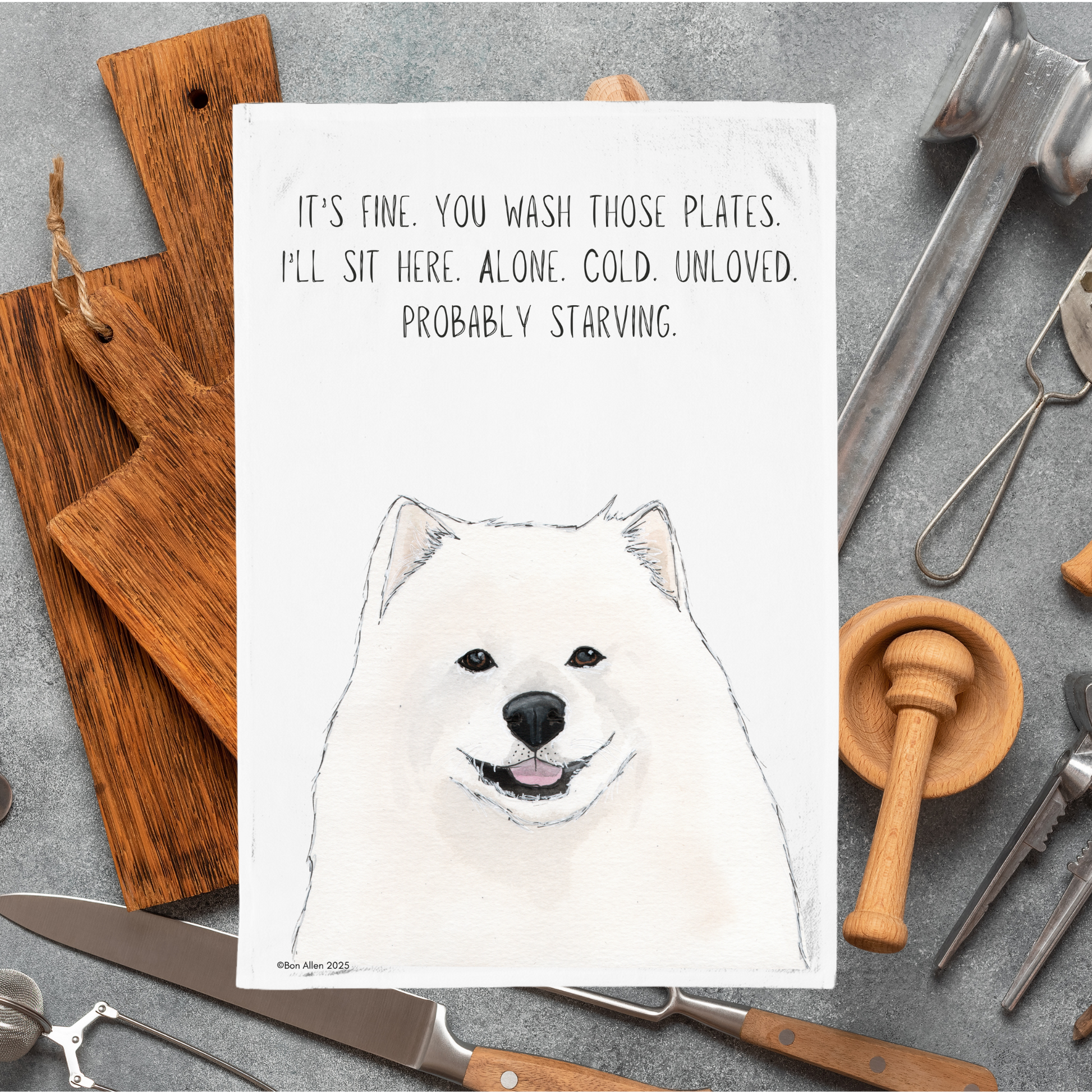 Samoyed Dish Duty Tea Towel