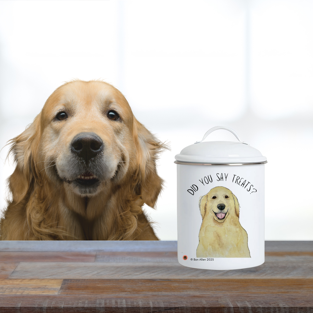 Golden Retriever Ceramic Treat Jar with Airtight Lid