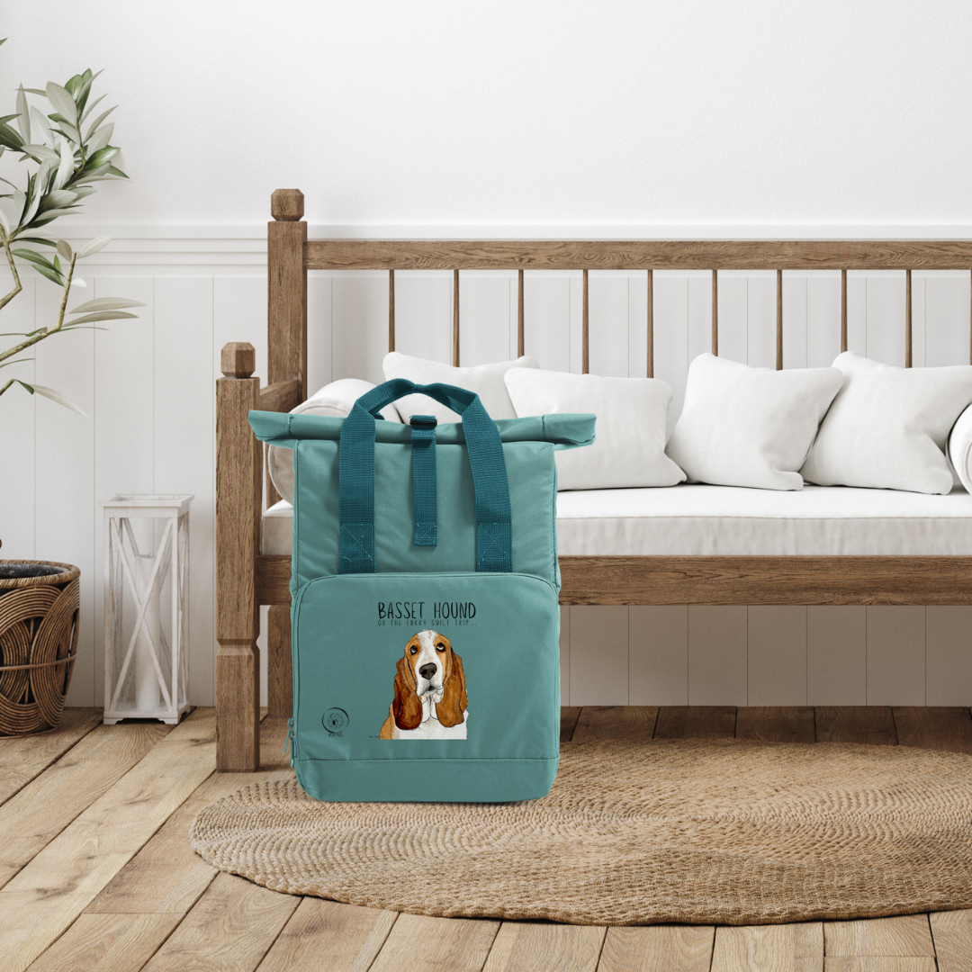 Basset Hound Roll Top Backpack Sustainable Stylish