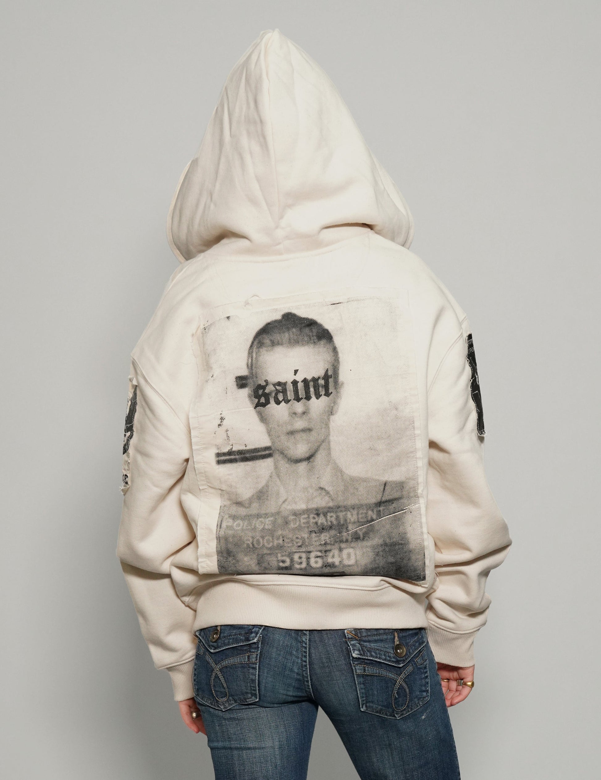 Multipatch Zip Hoodie in Ecru