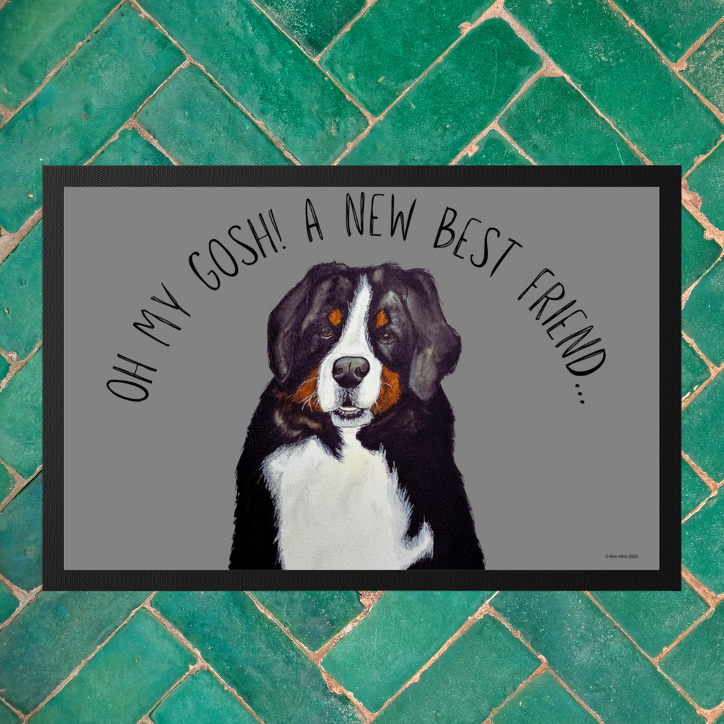 Bernese Mountain Dog Doormat Welcome Friend