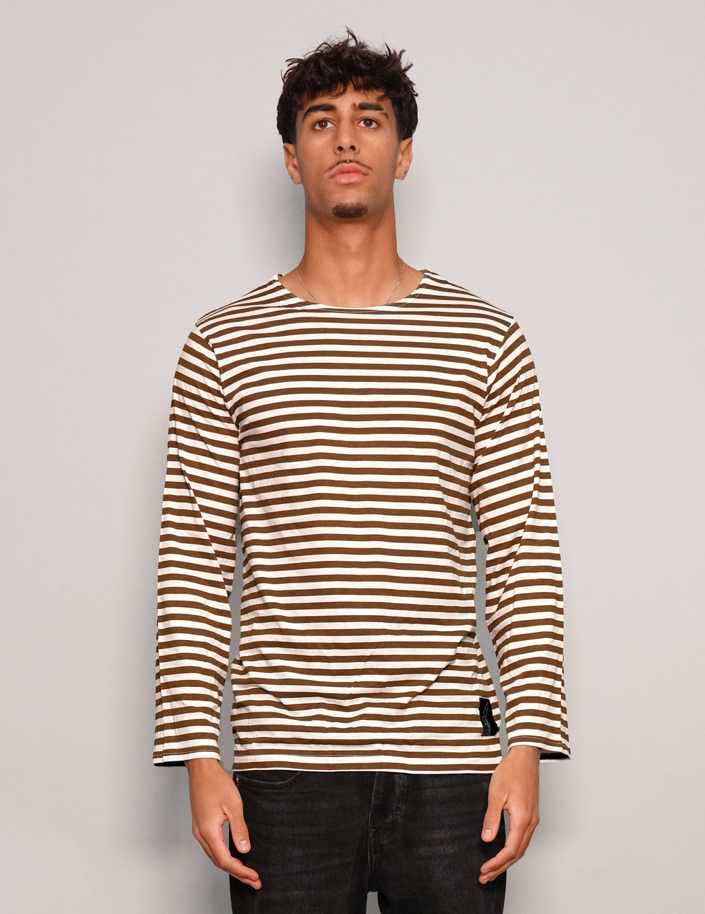Vintage Khaki Stripe Long Sleeve T-Shirt