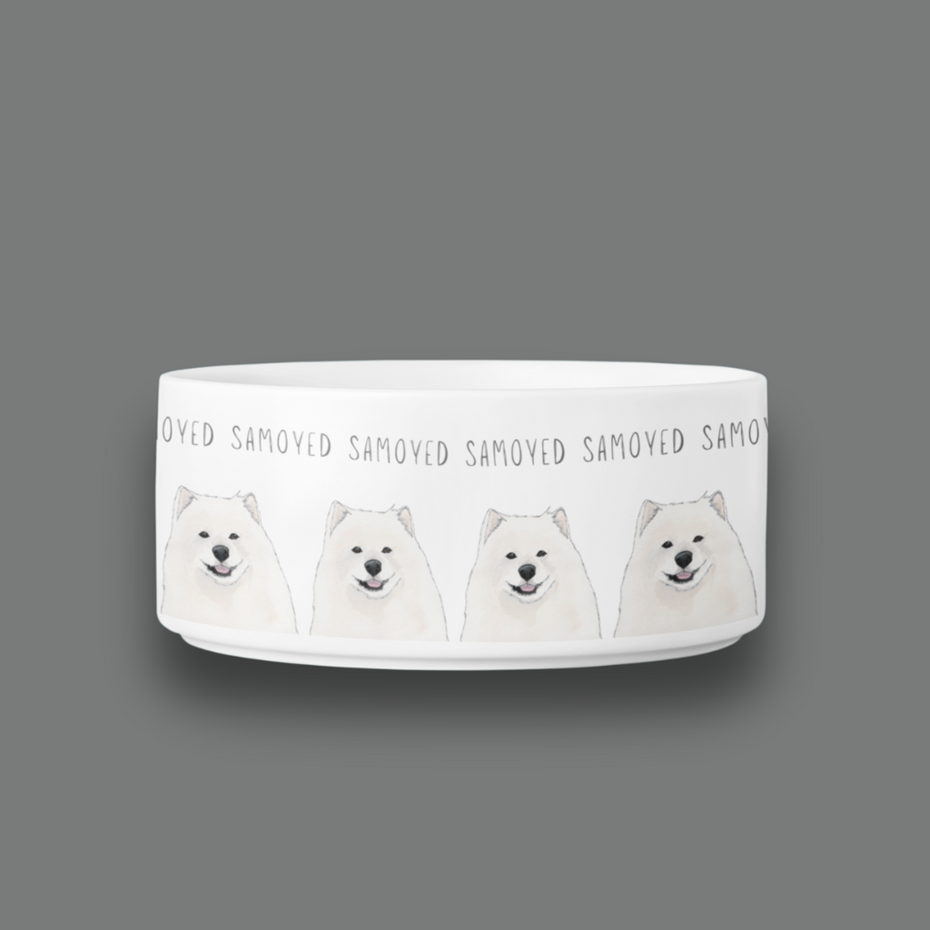 Handmade Samoyed Ceramic Dog Bowl
