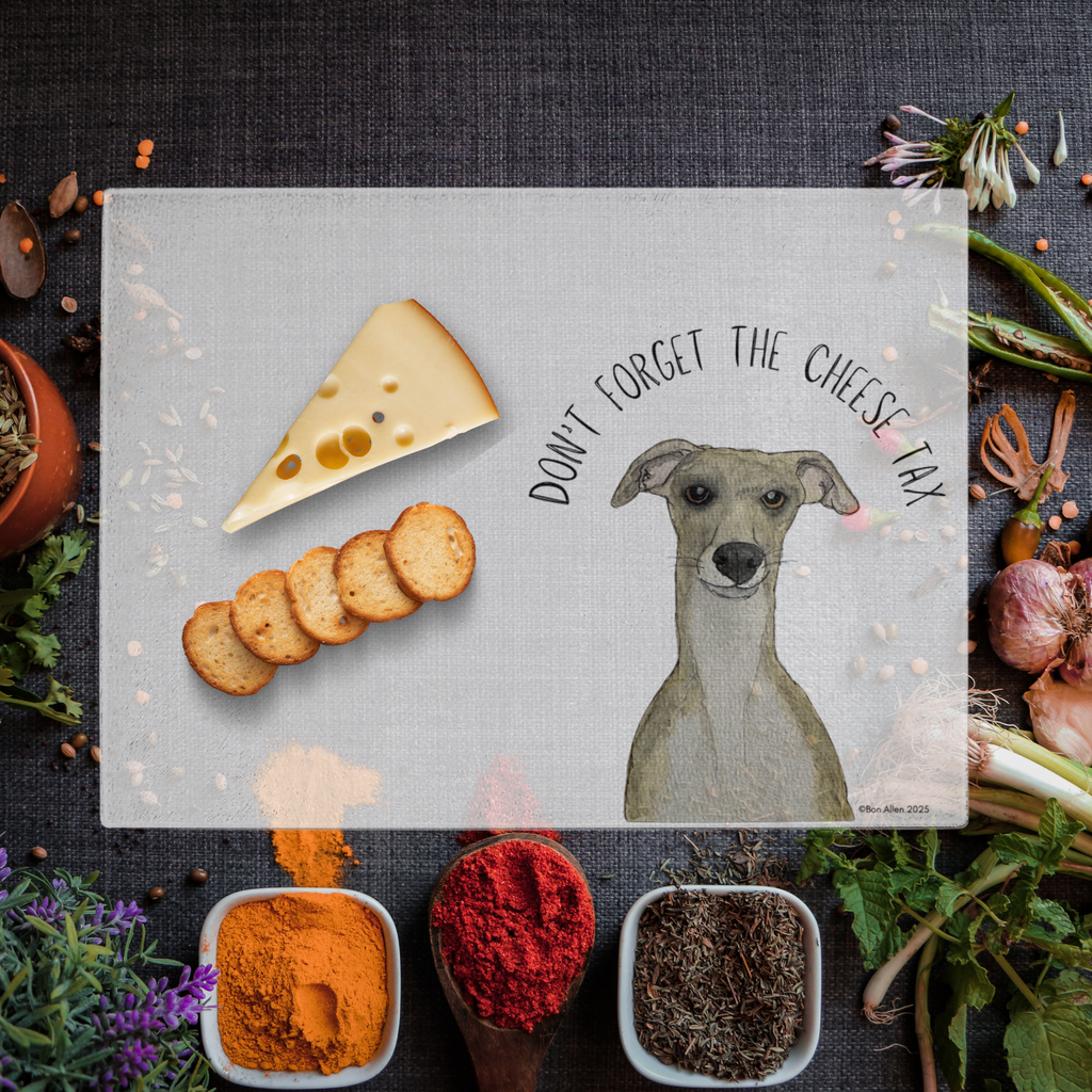Whippet Cheese Tax Glass Chopping Board