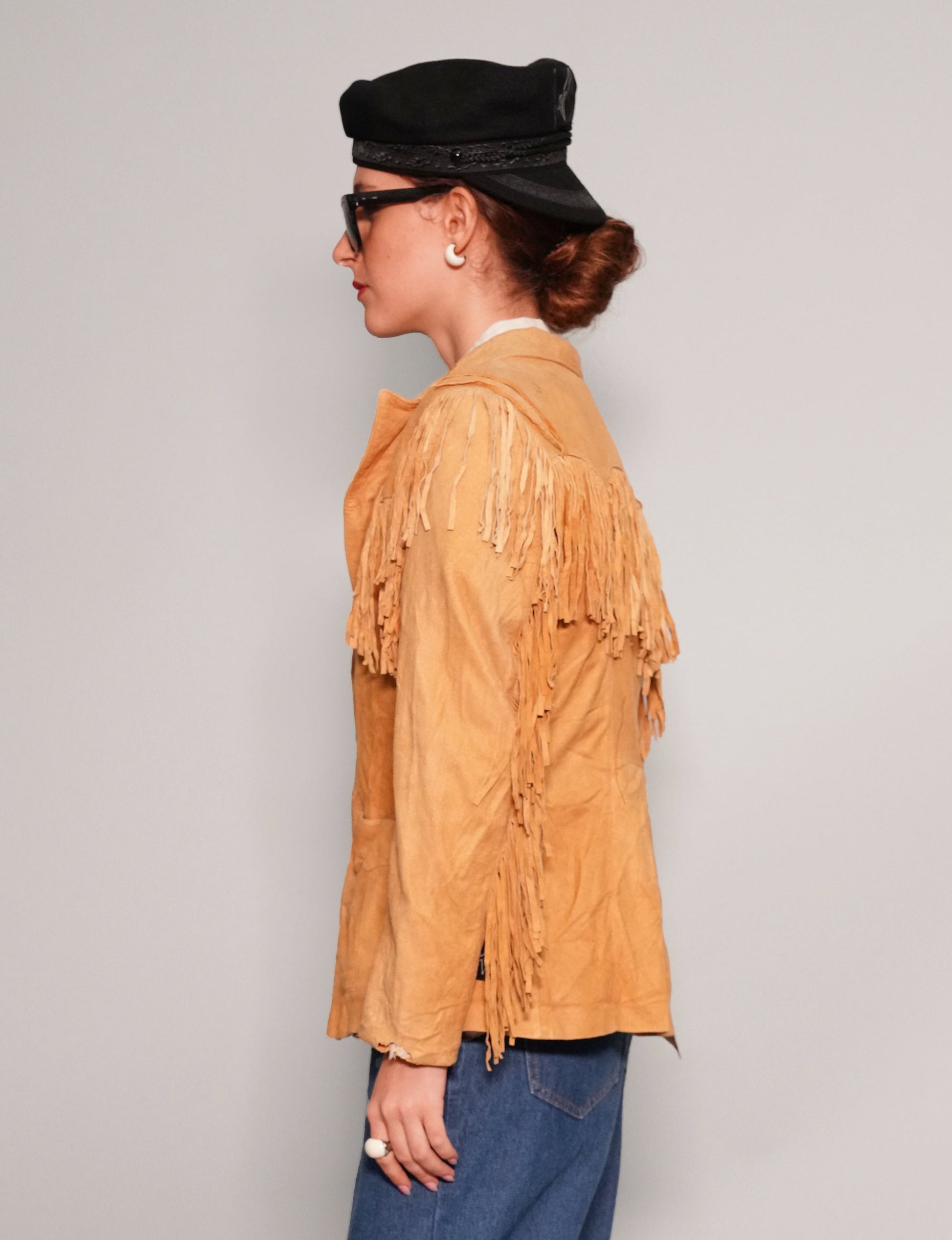 Light Yellow Leather Cowgirl Jacket