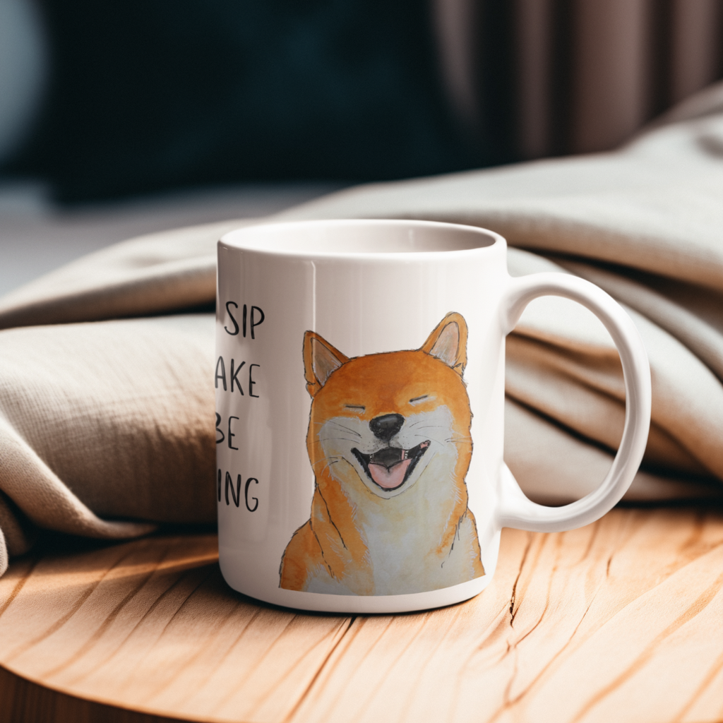 Shiba Inu Ceramic Coffee Mug with Witty Surveillance Slogan