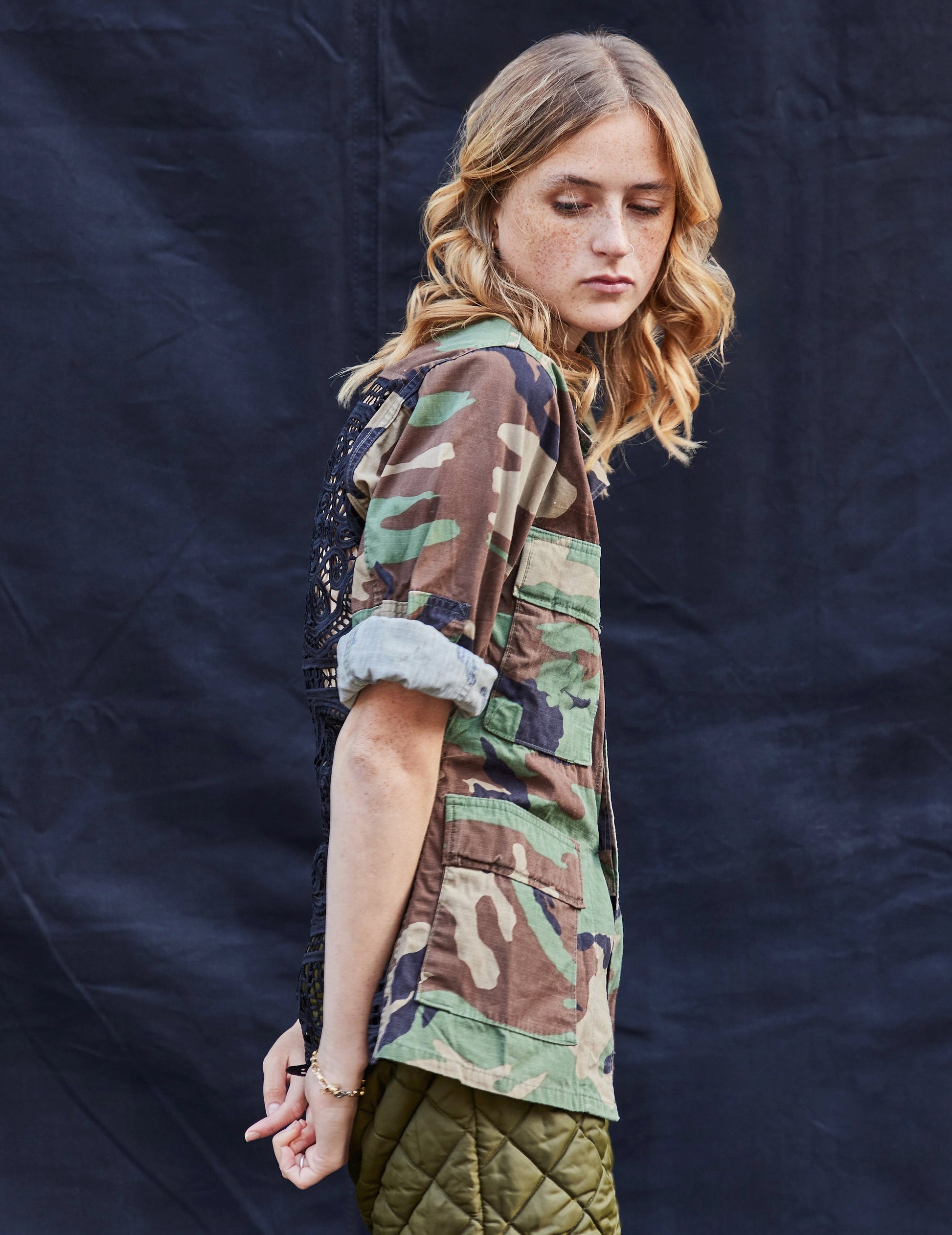 Party Back Shirt Black Lace Camo