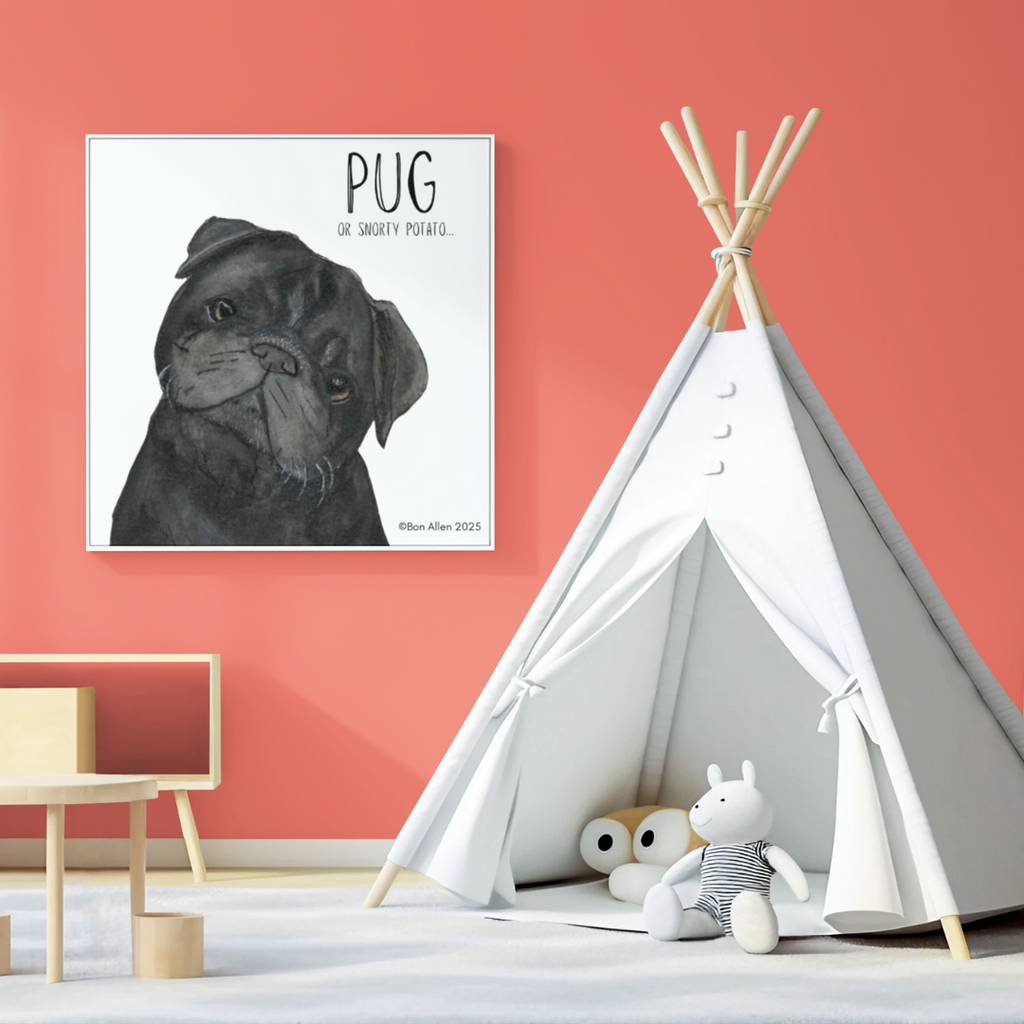 Portrait of a Snorty Potato Pug Art Print