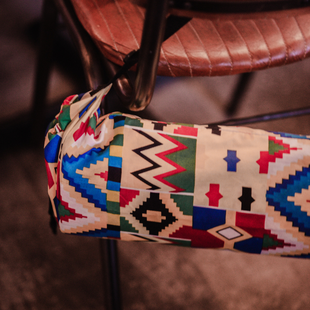 Handmade Yoga Bag in Yellow with African Wax Print