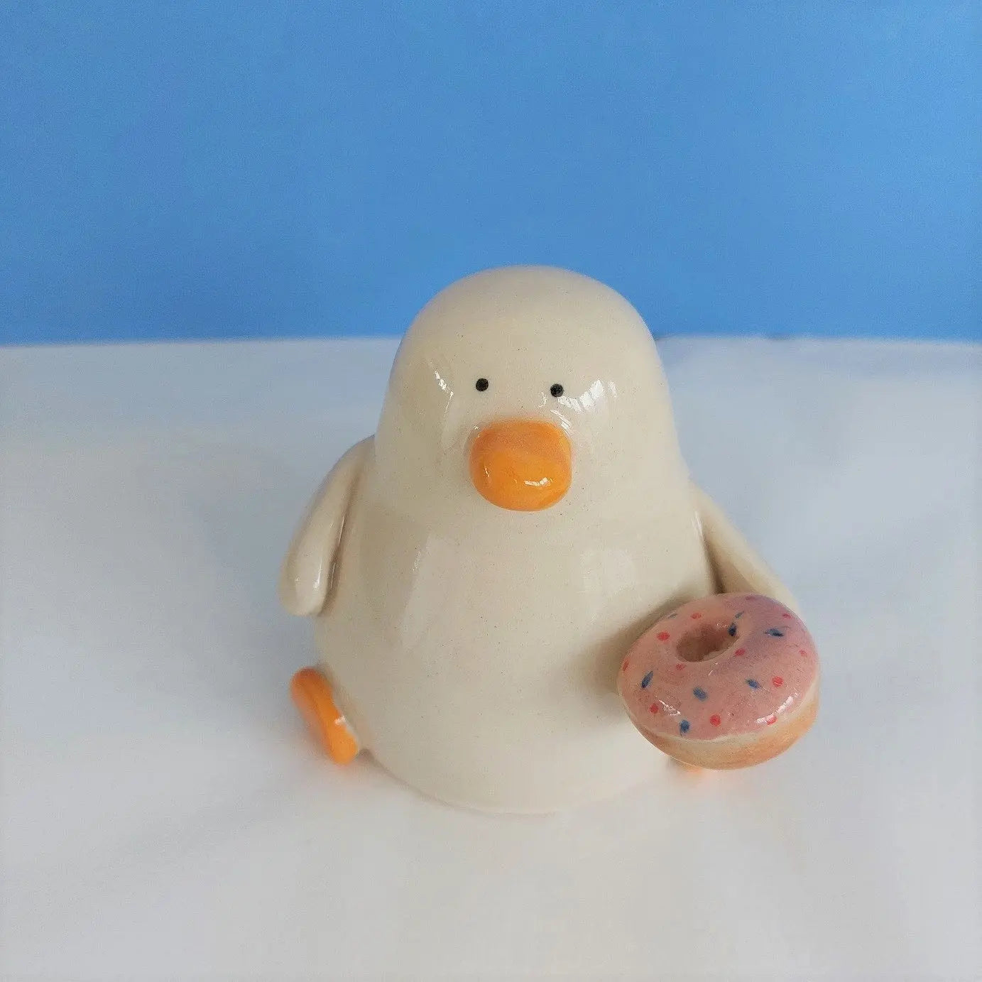 Doughnut Duck Ceramic Ornament