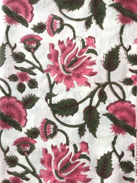 Pink Botanic Cotton Tablecloth