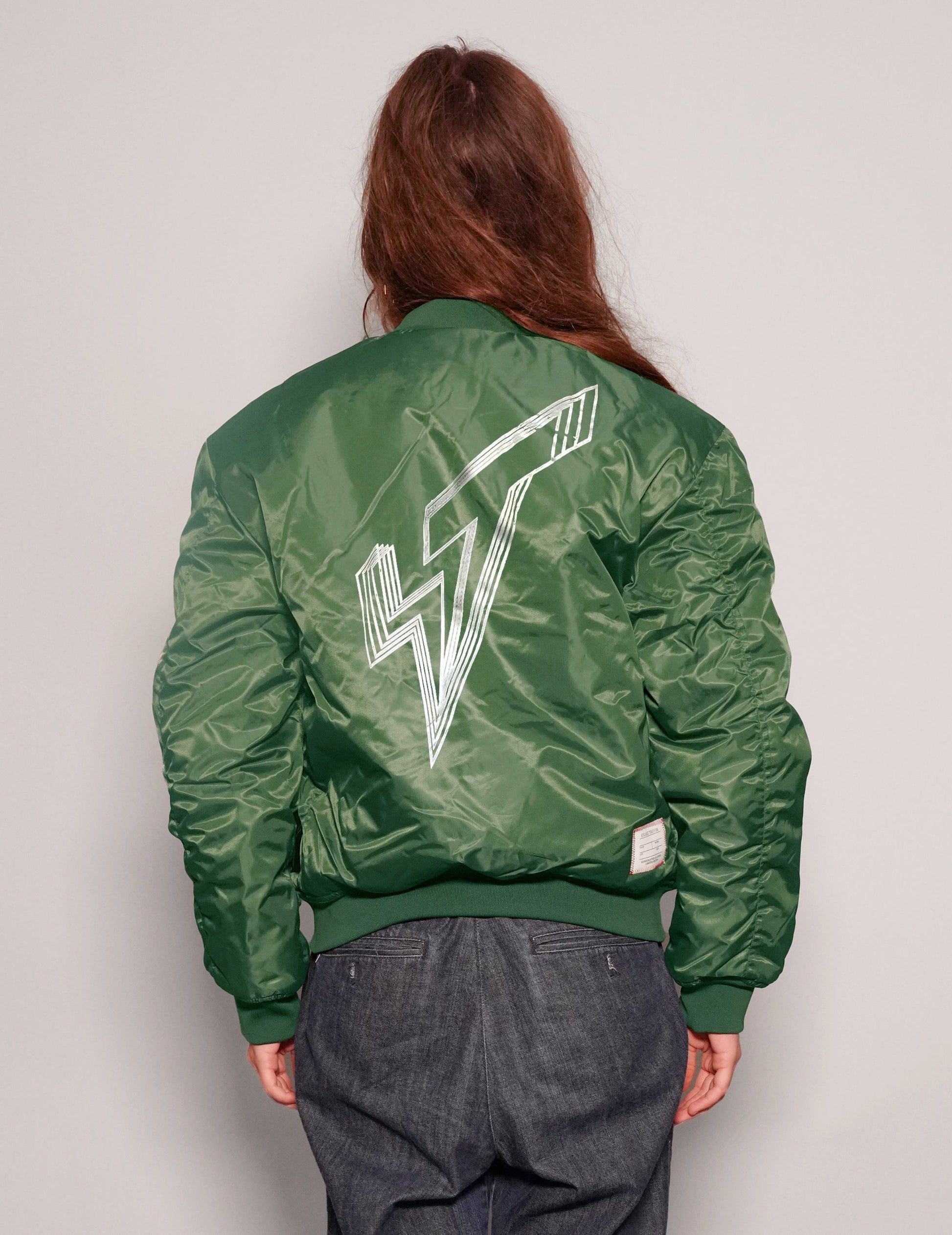 Vintage Green MA1 Bomber Jacket with Reversible Orange Lining