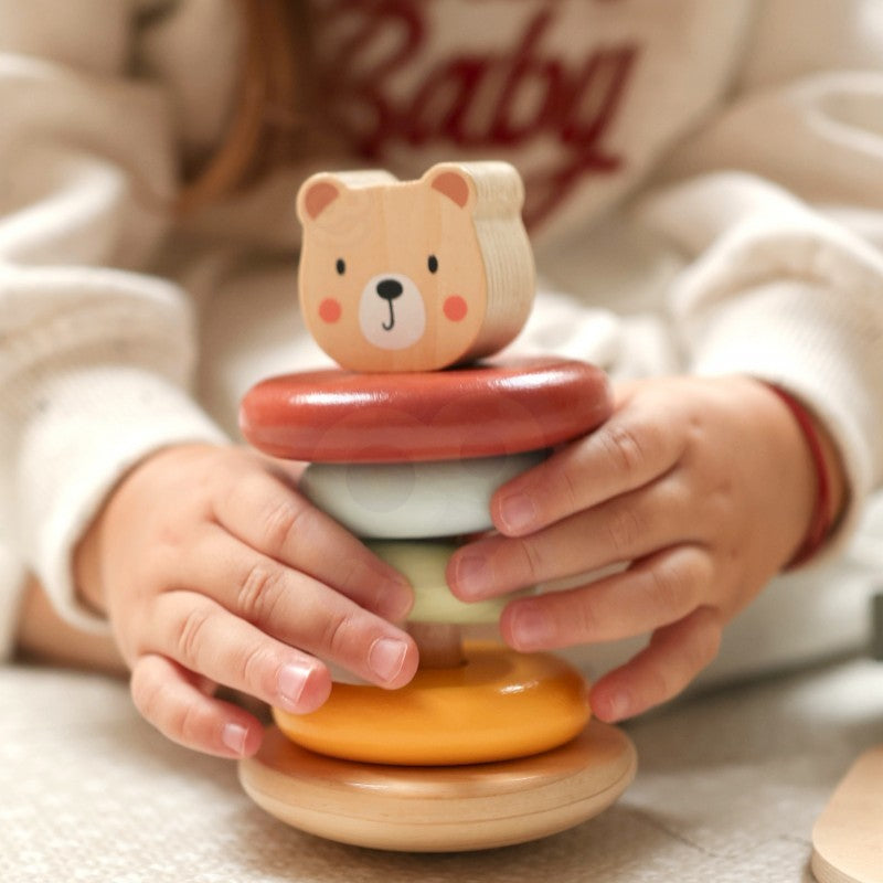 functional 3in1 toy box set with sorting blocks, stackable pyramid, and elephant pull-toy neatly arranged for play