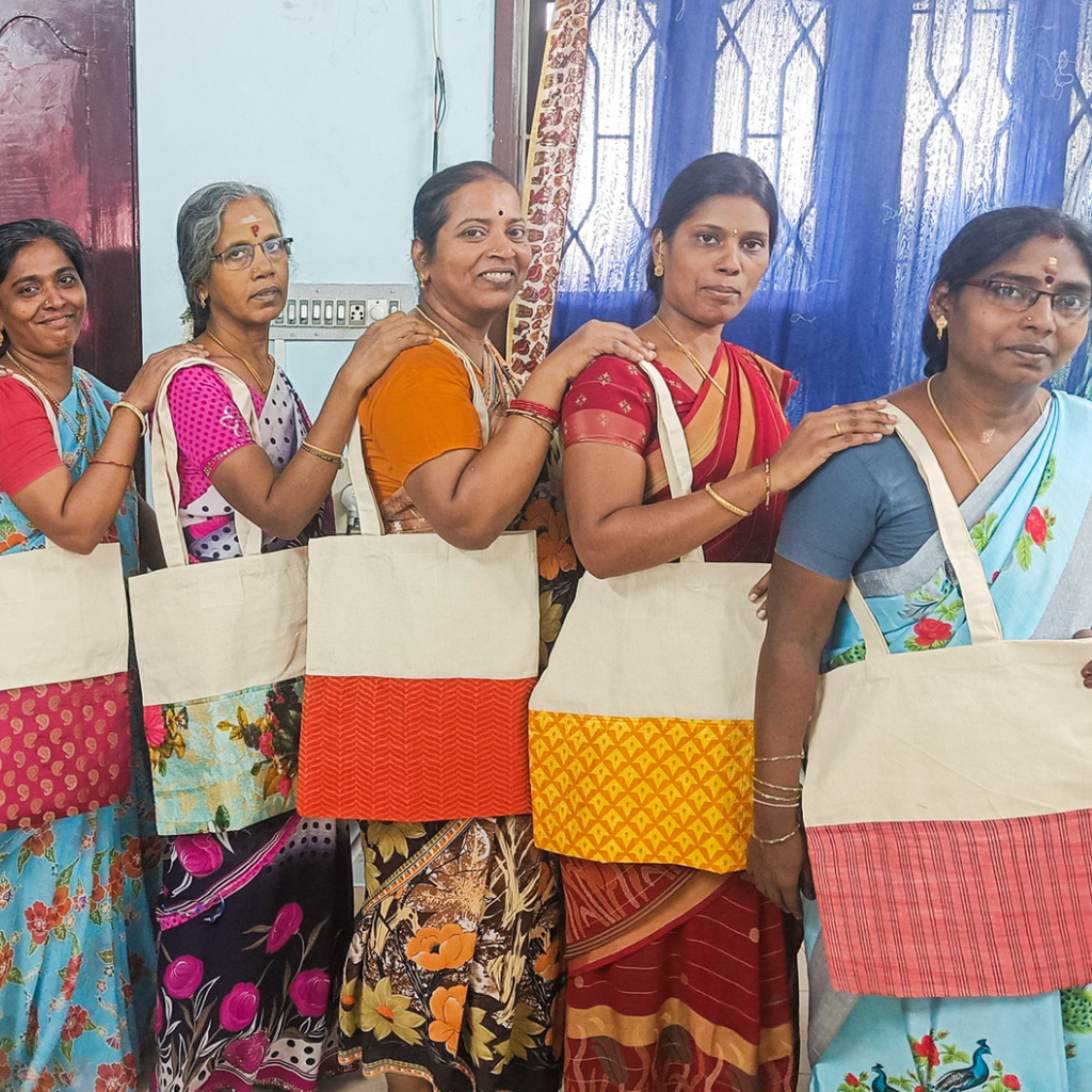 Upcycled Sari Cotton Tote Bag, Handmade in India