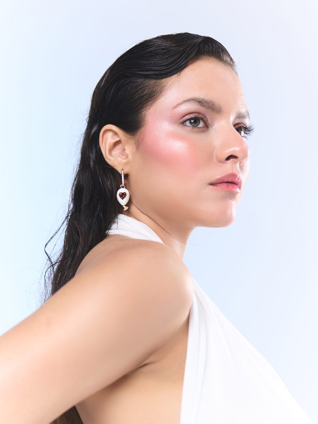 Age of Innocence Red and White Dangle Earrings