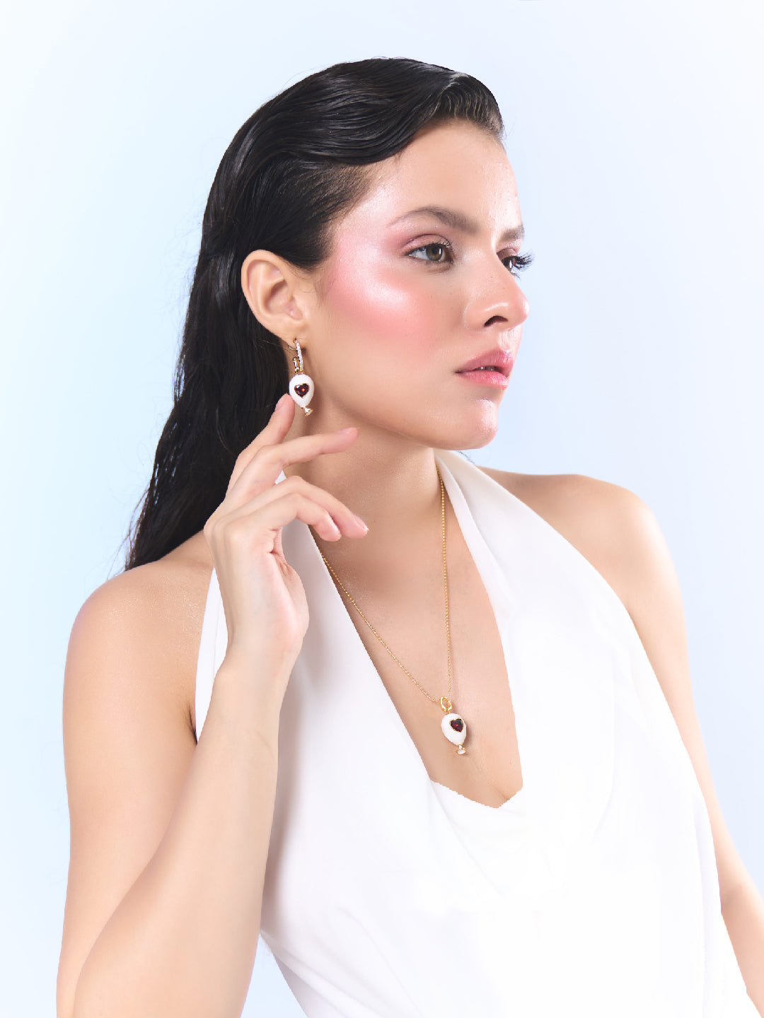 Age of Innocence Red and White Dangle Earrings