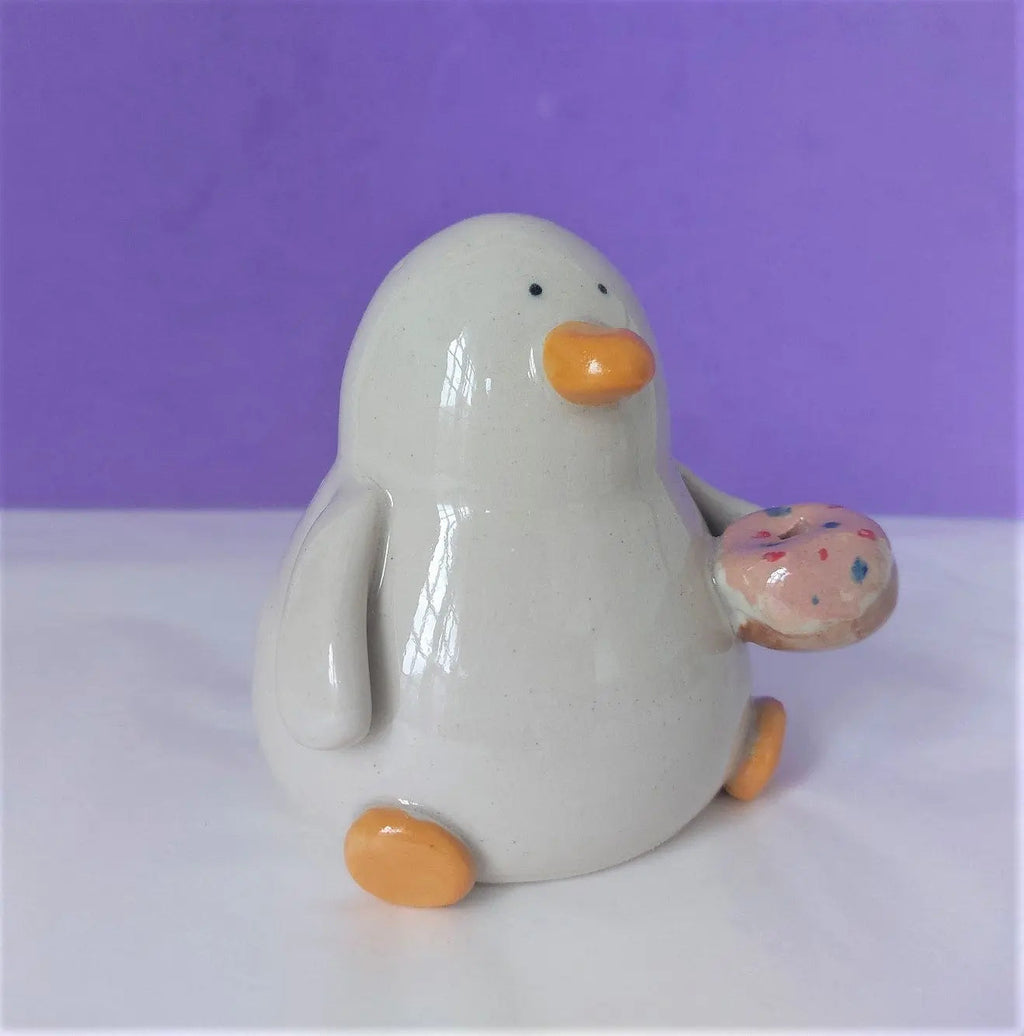 Doughnut Duck Ceramic Ornament