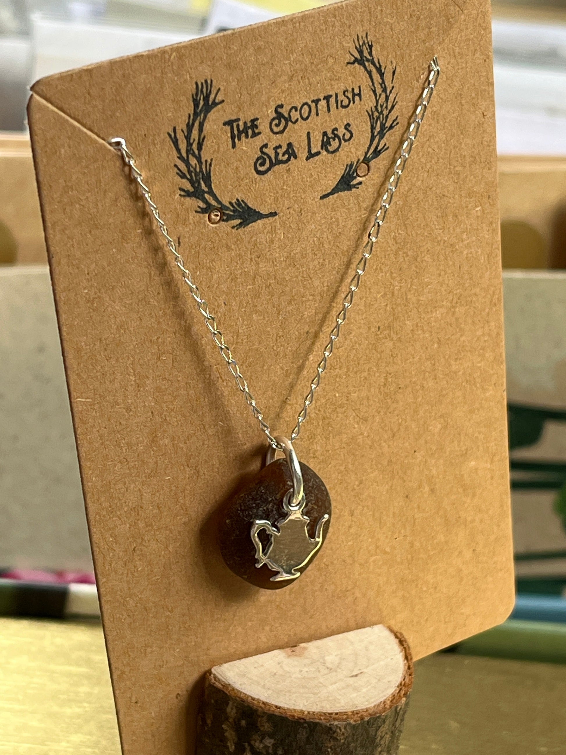 Scottish Seaglass Teapot Pendant in Sterling Silver